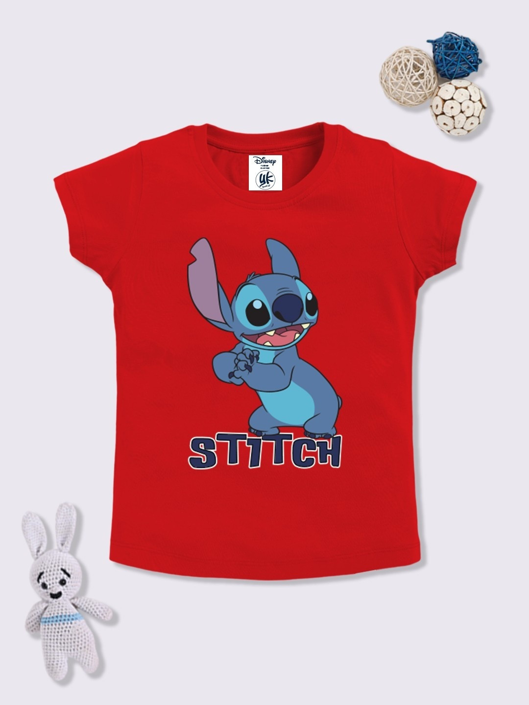 YK Disney Girls Stitch Printed T-shirt