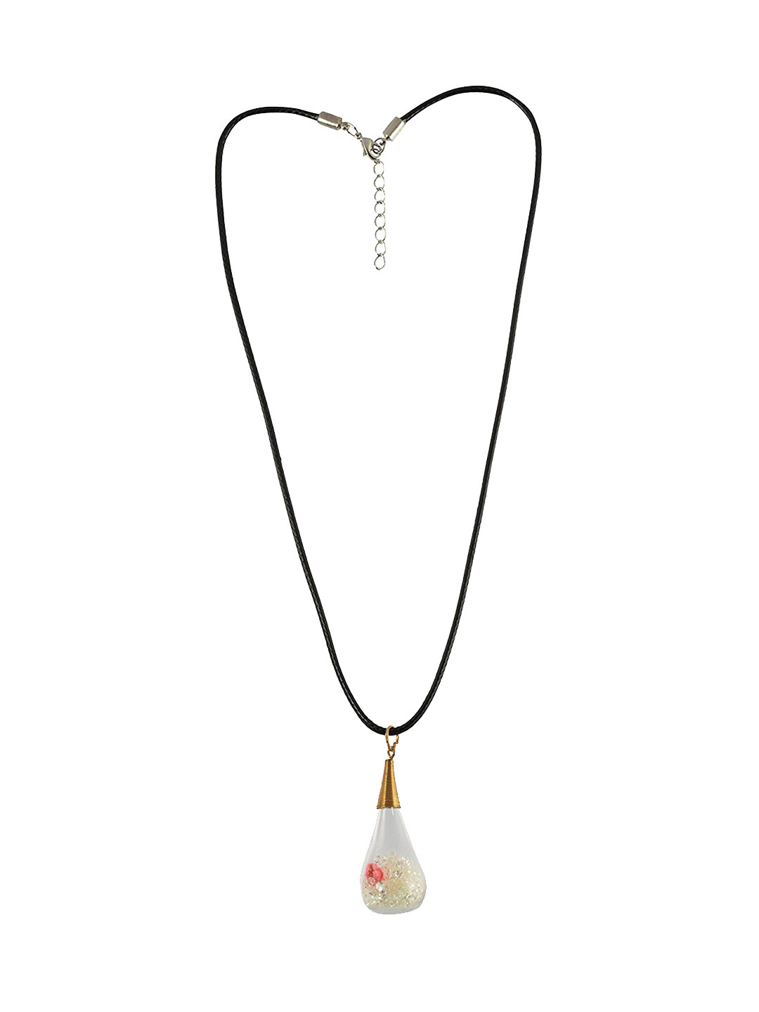 SANAA CREATIONS Unisex Silver-Plated Teardrop Shaped Pendant with Chain