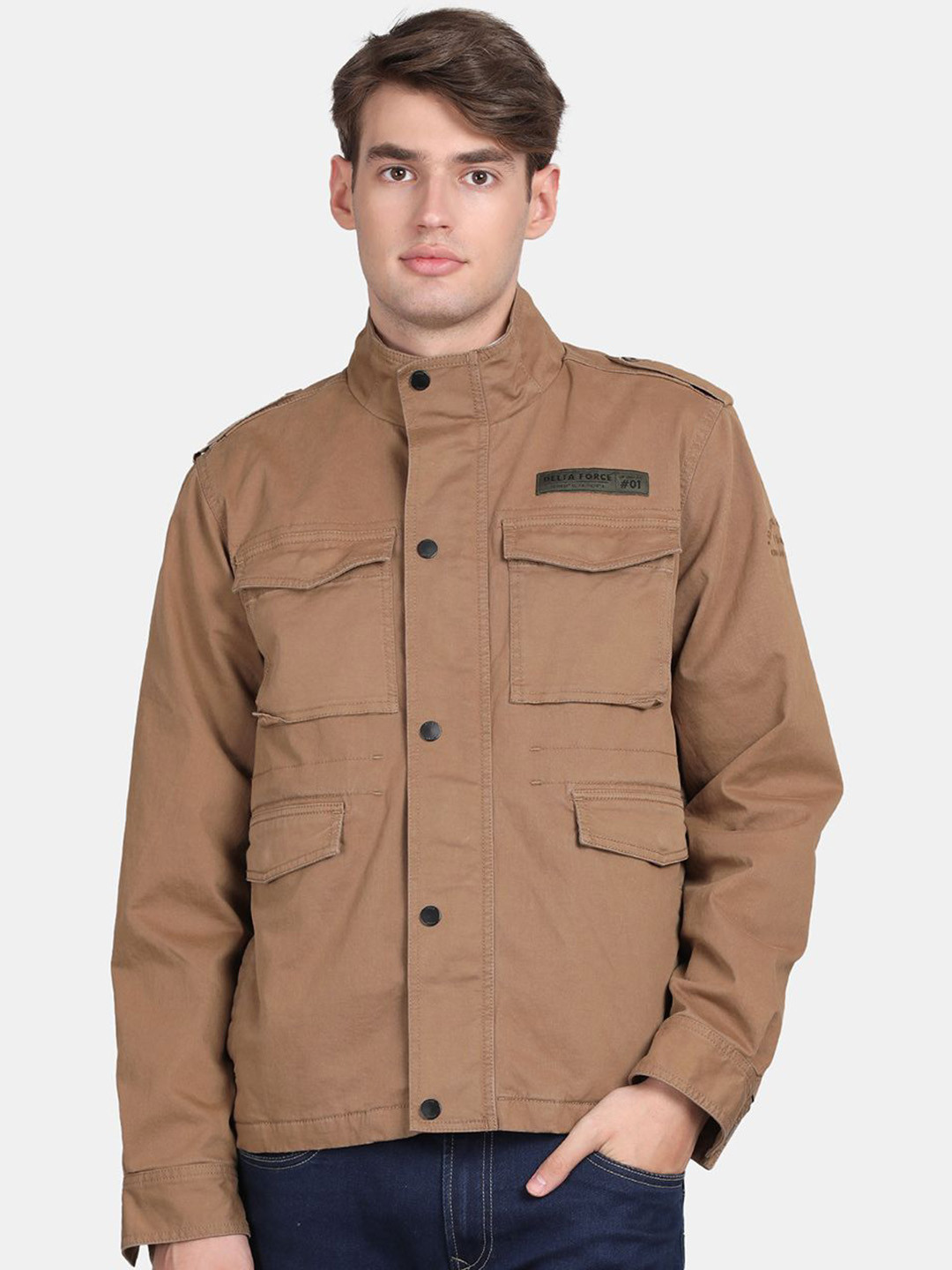 t-base Men Lightweight Solid Cotton Biker Cargo Jacket