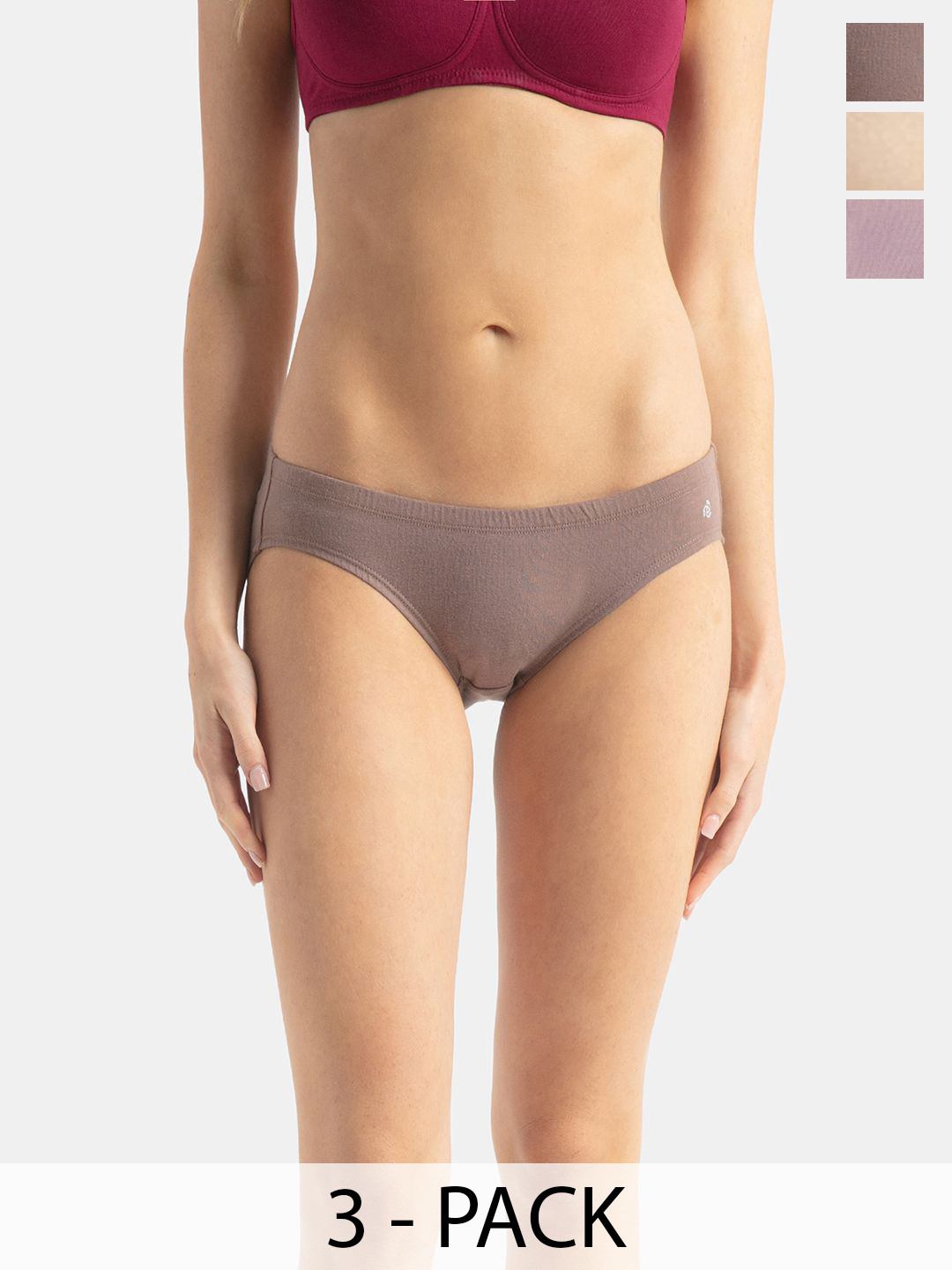 Jockey Pack Of 3 Medium Coverage Cotton Mid Waist Bikini With StayFresh Treatment - FE30