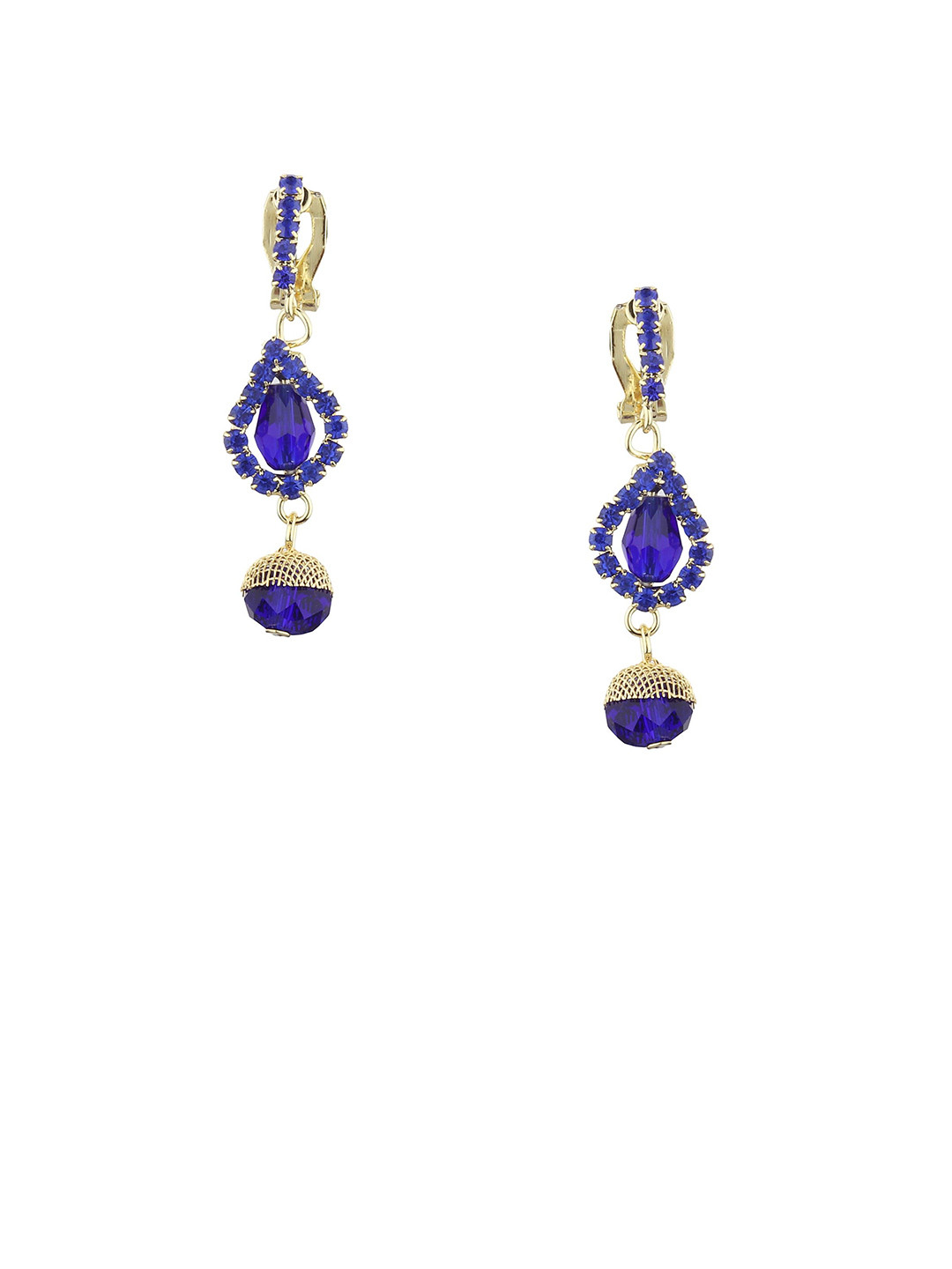 FirstBlush Gold-Plated Artificial Stones Studded Non Pierced Drop Earrings