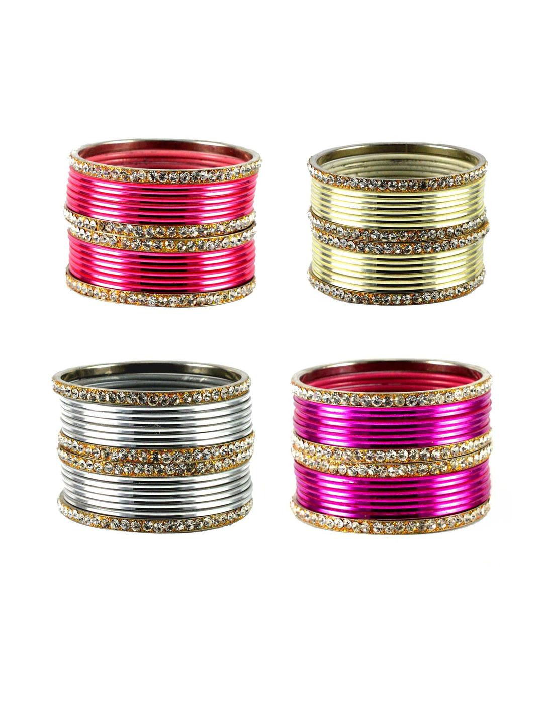Multicolor Stone Studed Bangles Combo Set