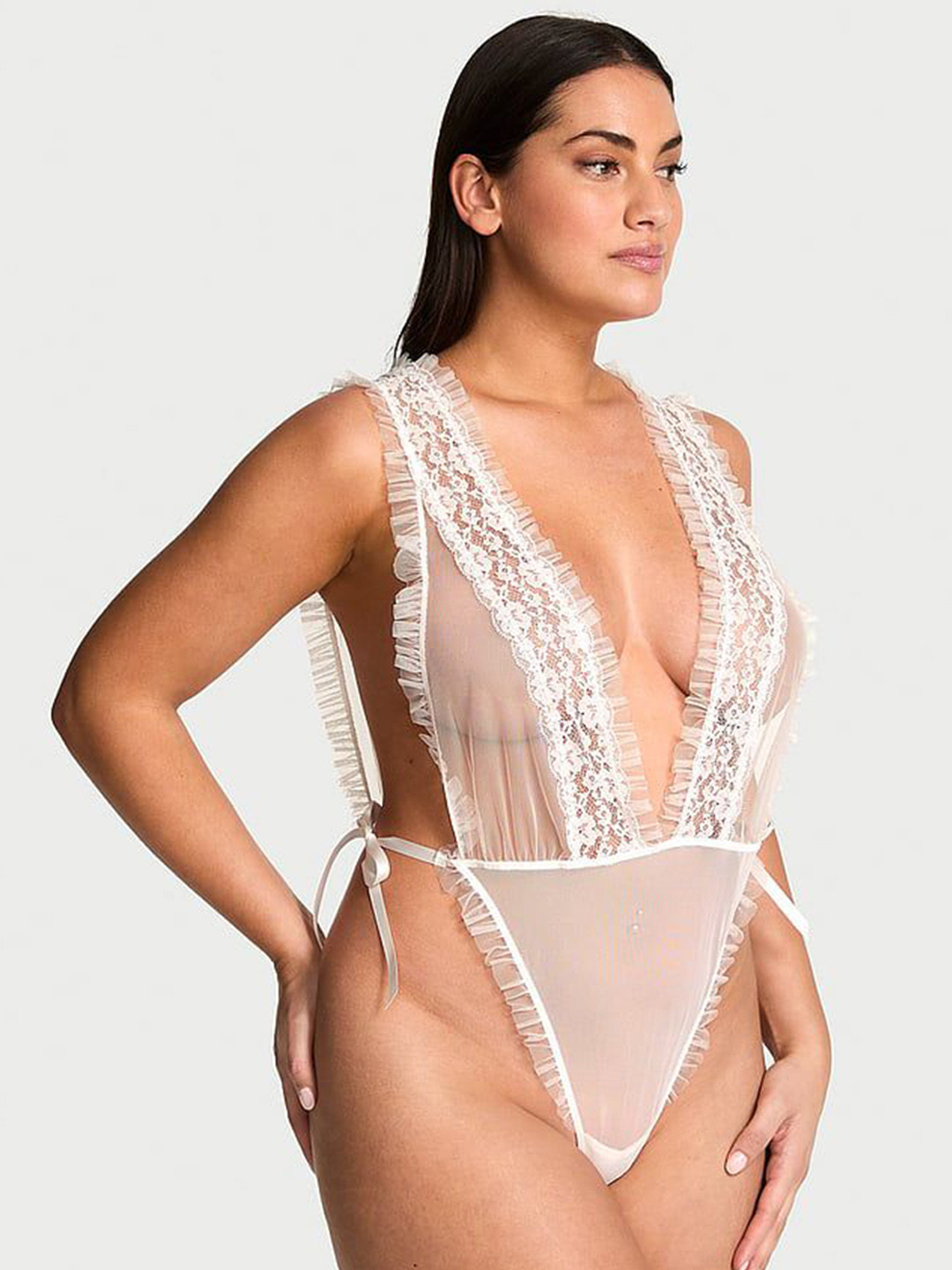 Victoria's Secret V-Neck Self Design Baby Doll