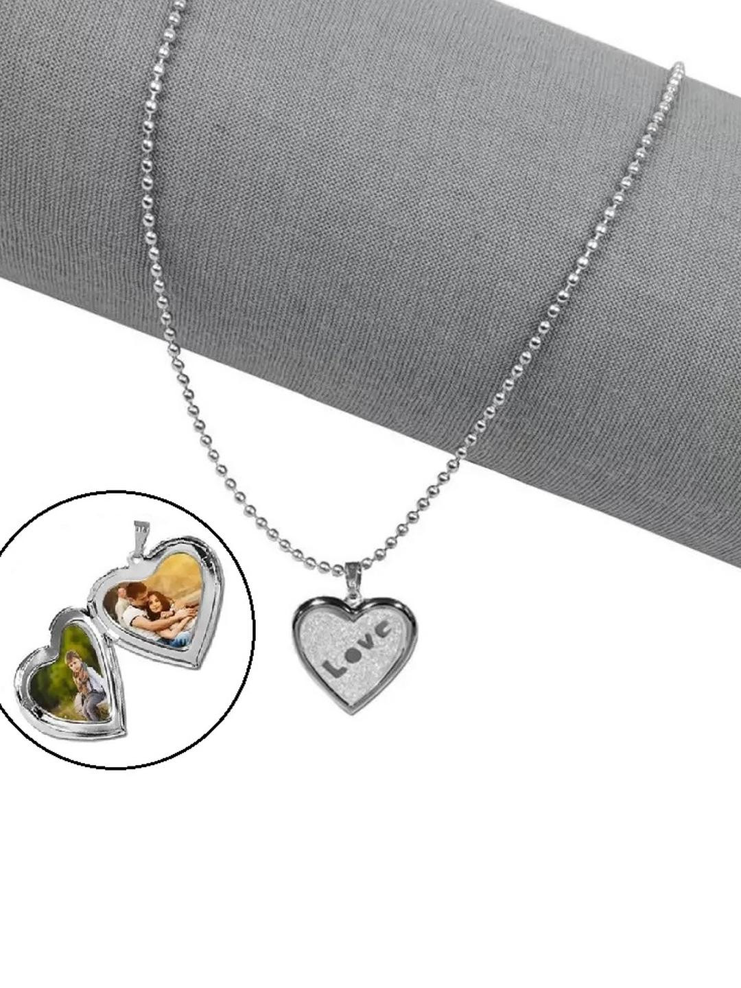 Heart Shape Openable Love Shining Couple Mini Photo Frame Keepsake Memory Pendant Locket