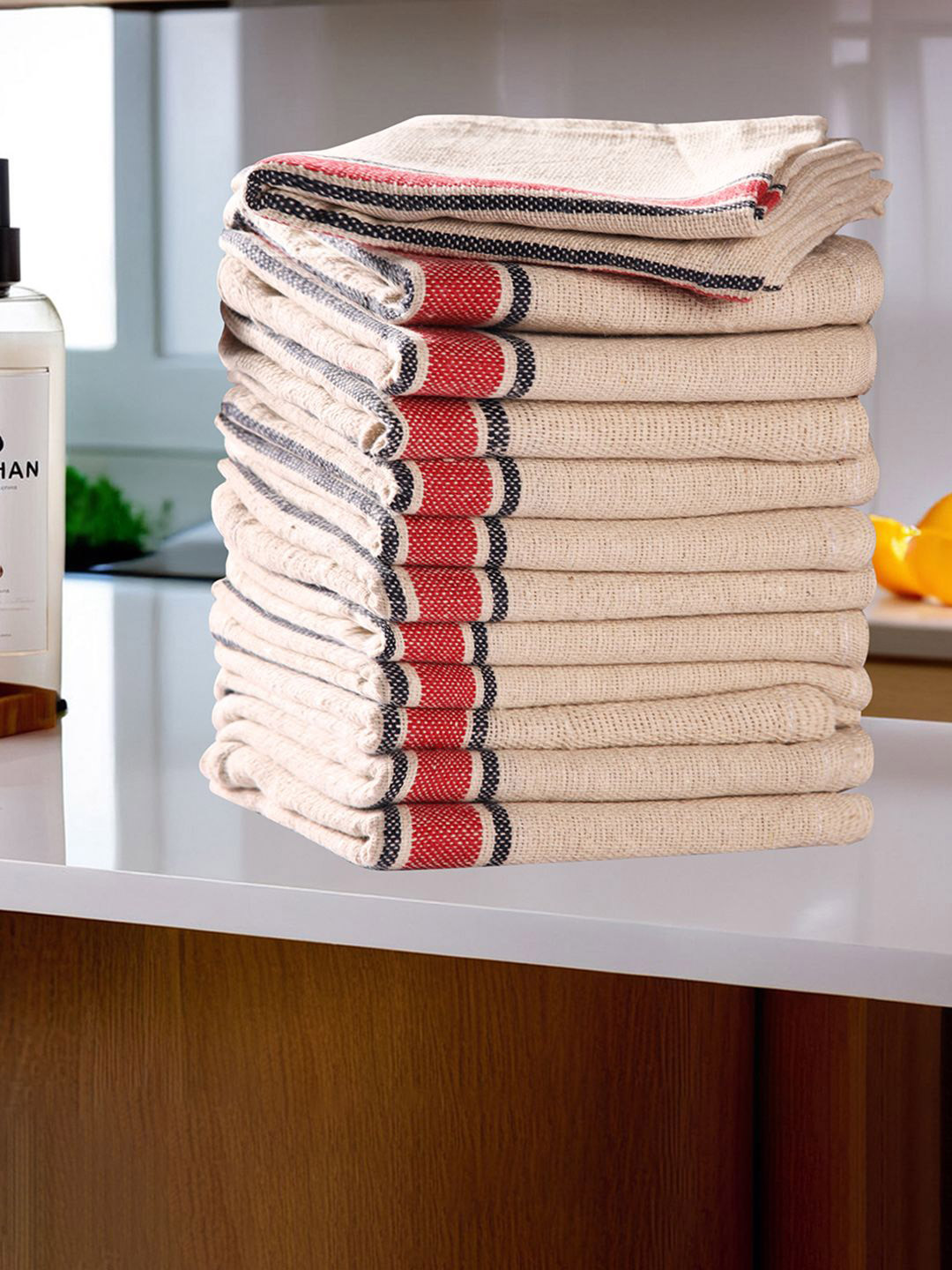 Kuber Industries Set of 12 Striped Floor Cleaning Cloths