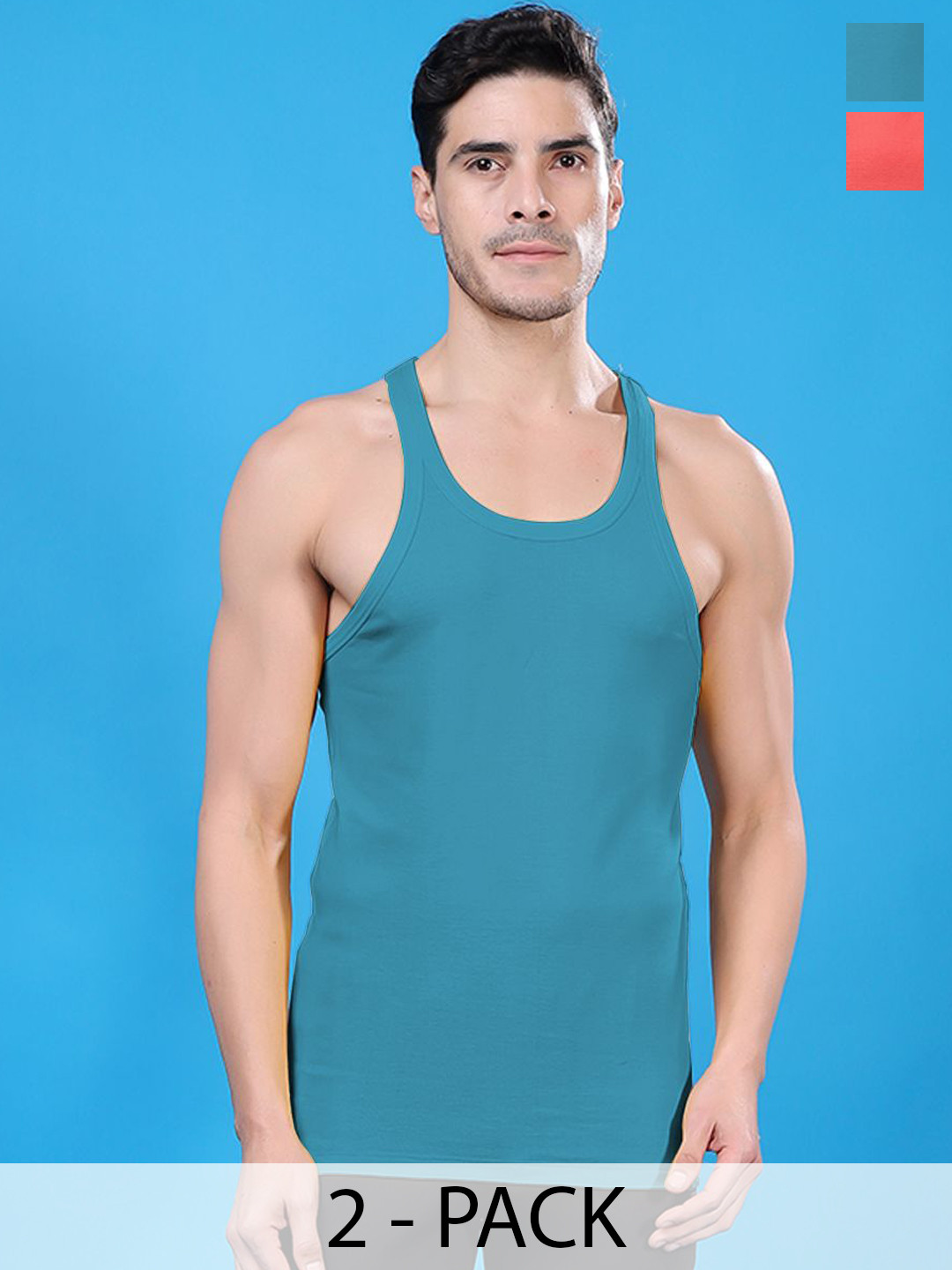 Friskers Pcak Of 2 Pure Cotton Round Neck Gym Vests 290525CA-15-20