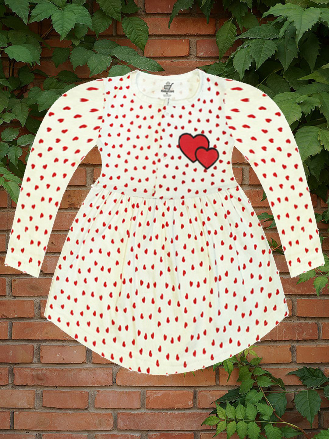 KidzzCart Girls Polka Dot Printed Round Neck Coton Fit & Flare Dress