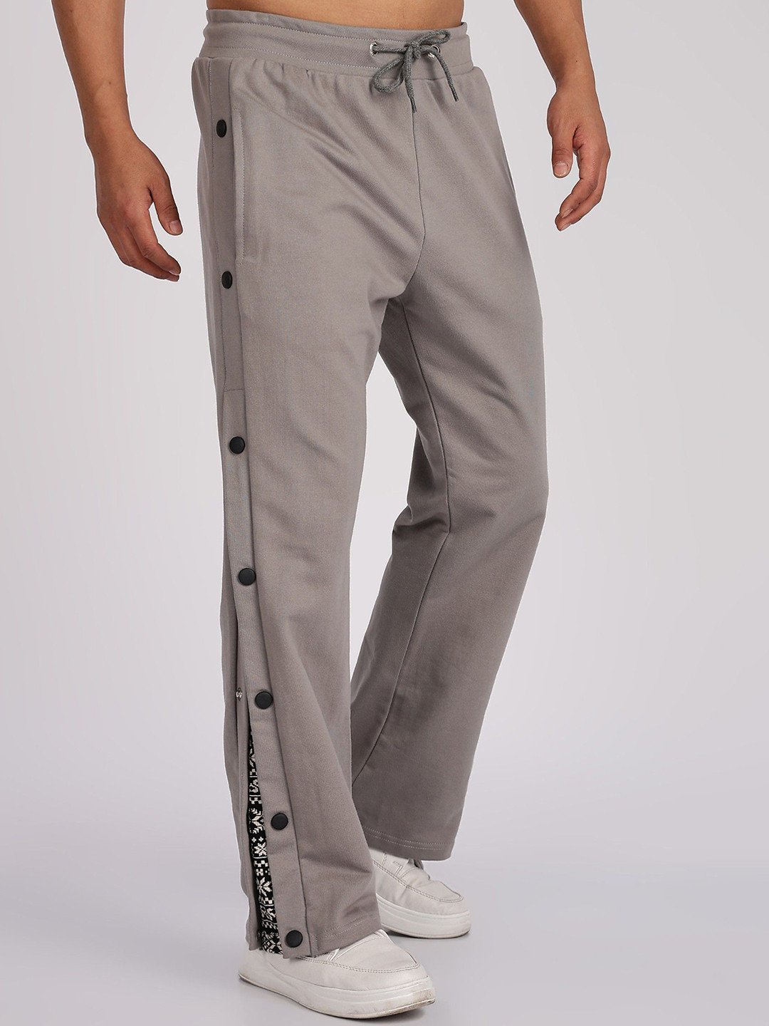 Eszett Men Slits Side Stripes Low-Rise Straight Fit Trousers