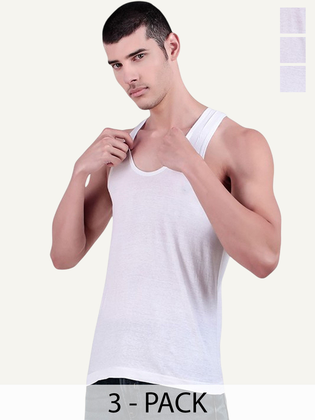 CAVENDERS Pack Of 3 Pure Cotton Scoop Neck Gym Vest C59=-SWIFT----==3- ---85