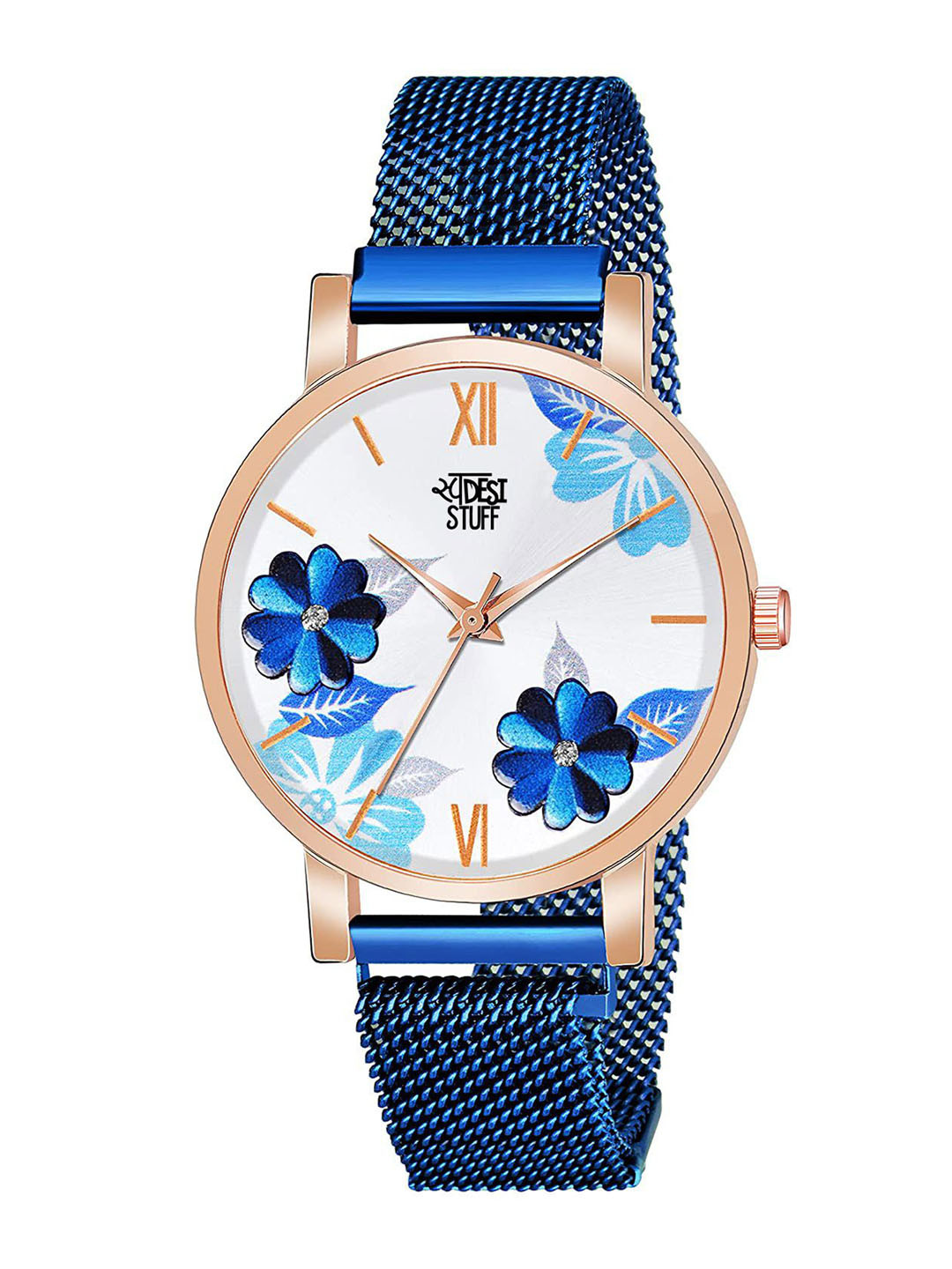 SWADESI STUFF Women Printed Dial & Straps Analogue Watch MG FLOWER BLUE 18