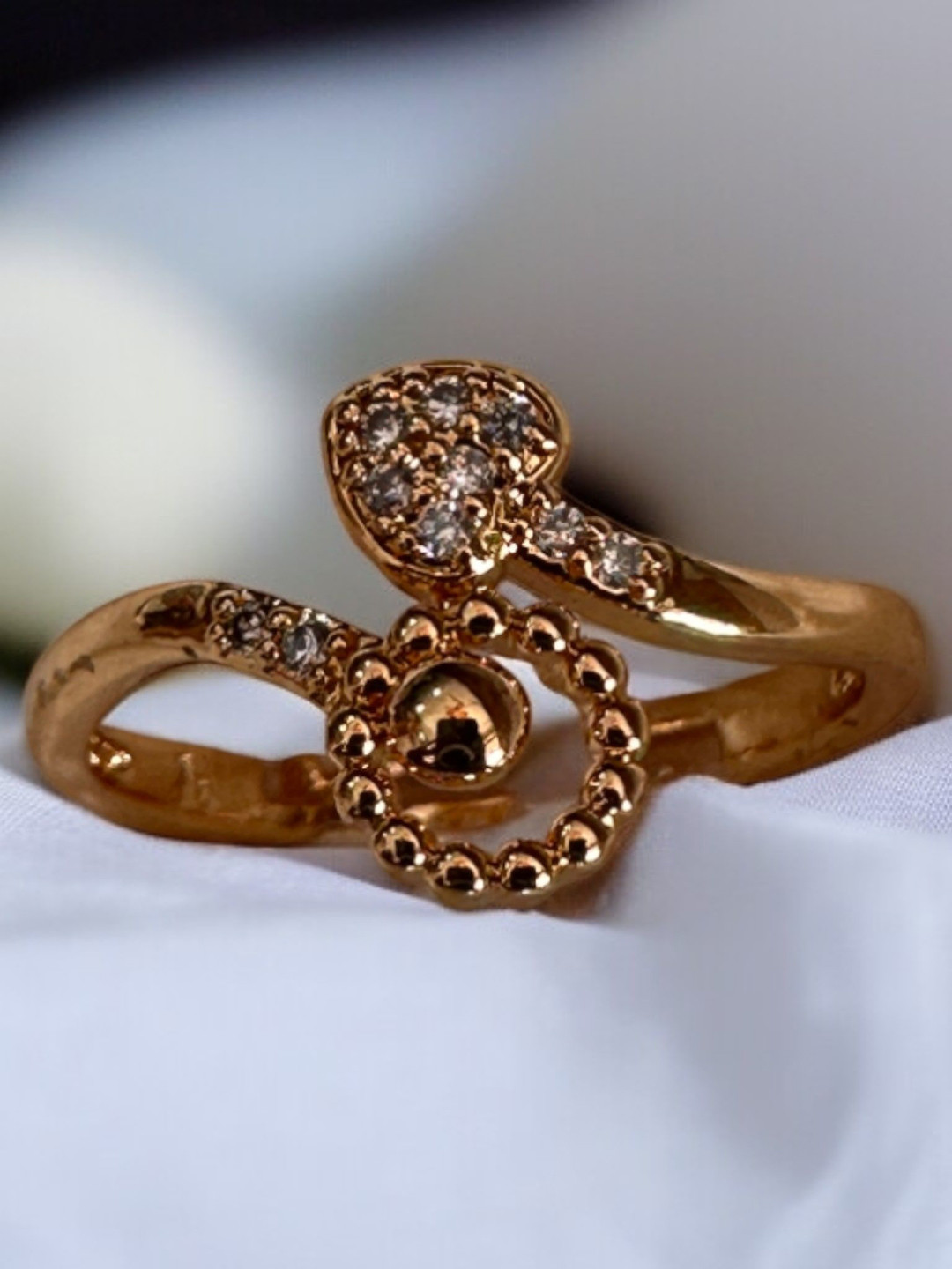 FIRSTCHOICE Gold-Plated Stone Studded Adjustable Finger Ring