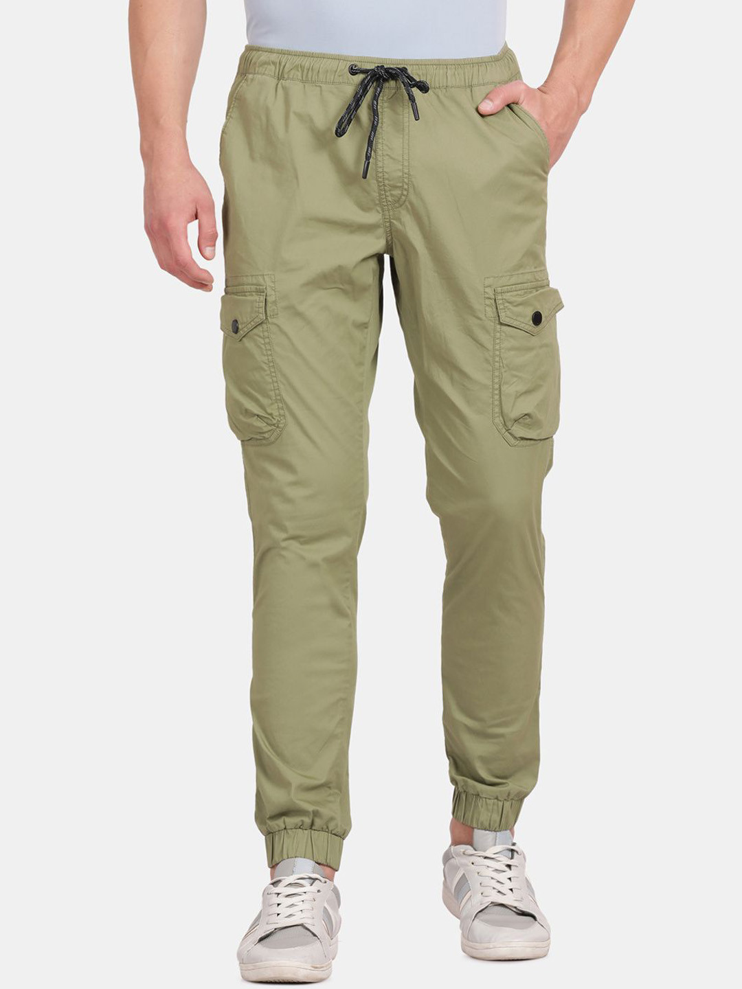 t-base Men Regular Fit Cargo Joggers with Drawstring