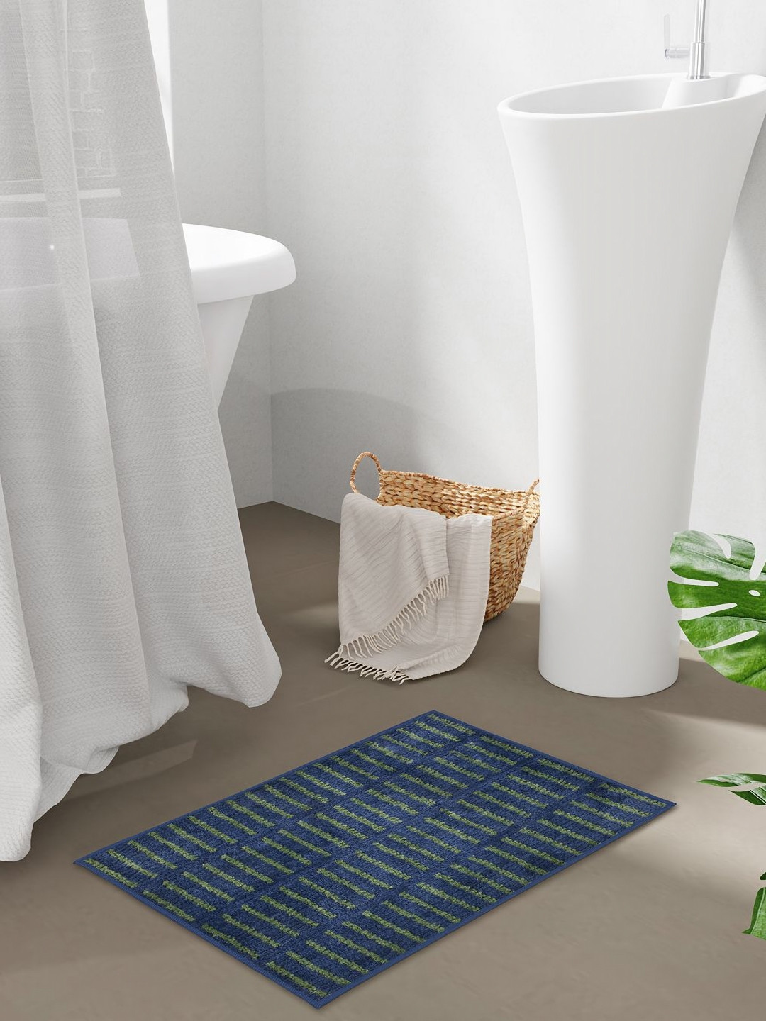 STELLAR HOME Ibiza Green & Blue Textured 1300  GSMBathRugs