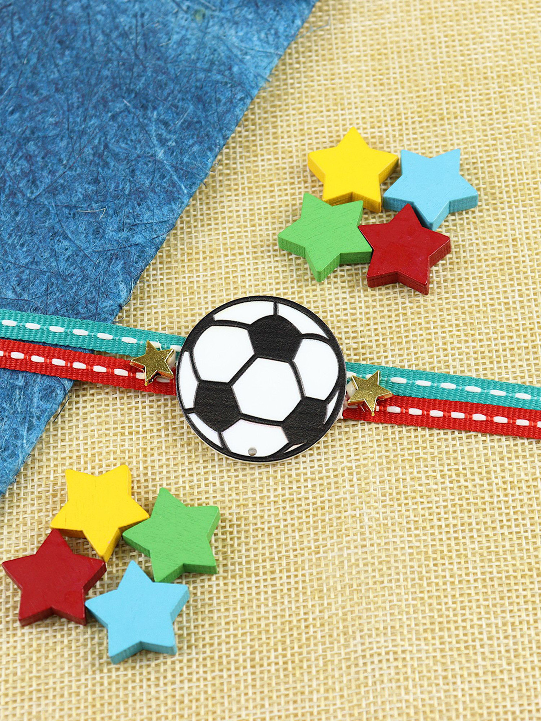 Asthetika Football Kids Thread Bracelet Rakhi With Roli Chawal