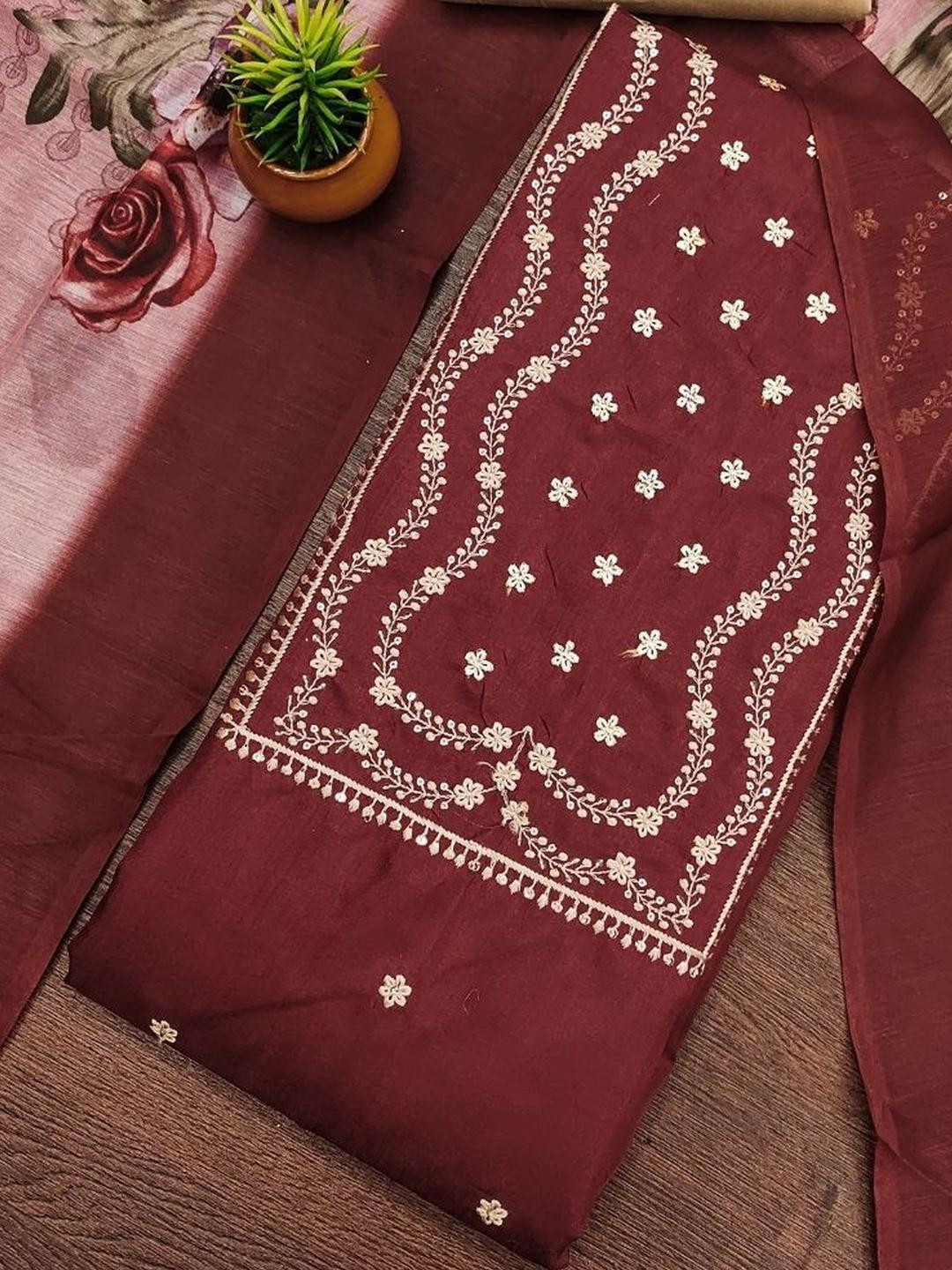 KALINI Women's Cotton Blend Salwar Suit Dress Material with Dupatta