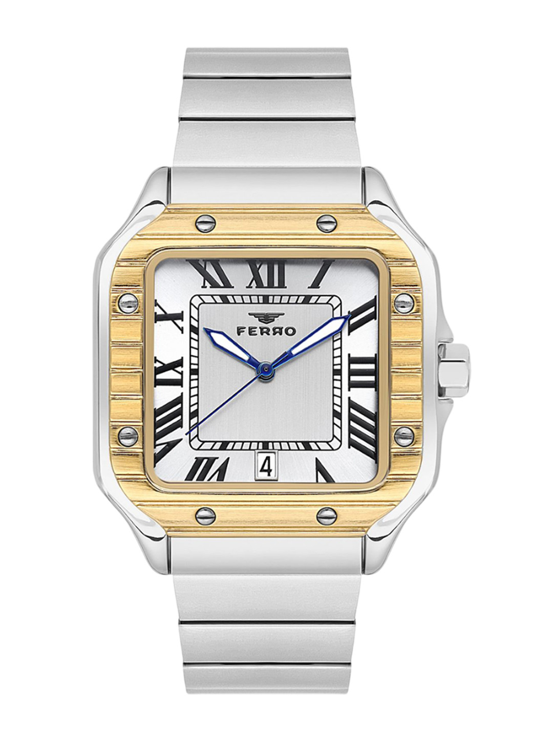 Ferro Grande Men Brass Dial & Stainless Steel Straps Analogue Watch F11448A-D