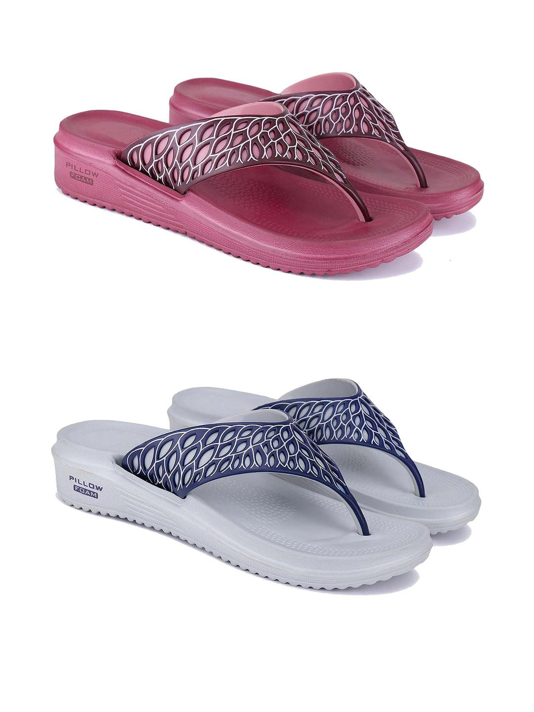 DRACKFOOT Women Pack of 2 Thong Flip-Flops