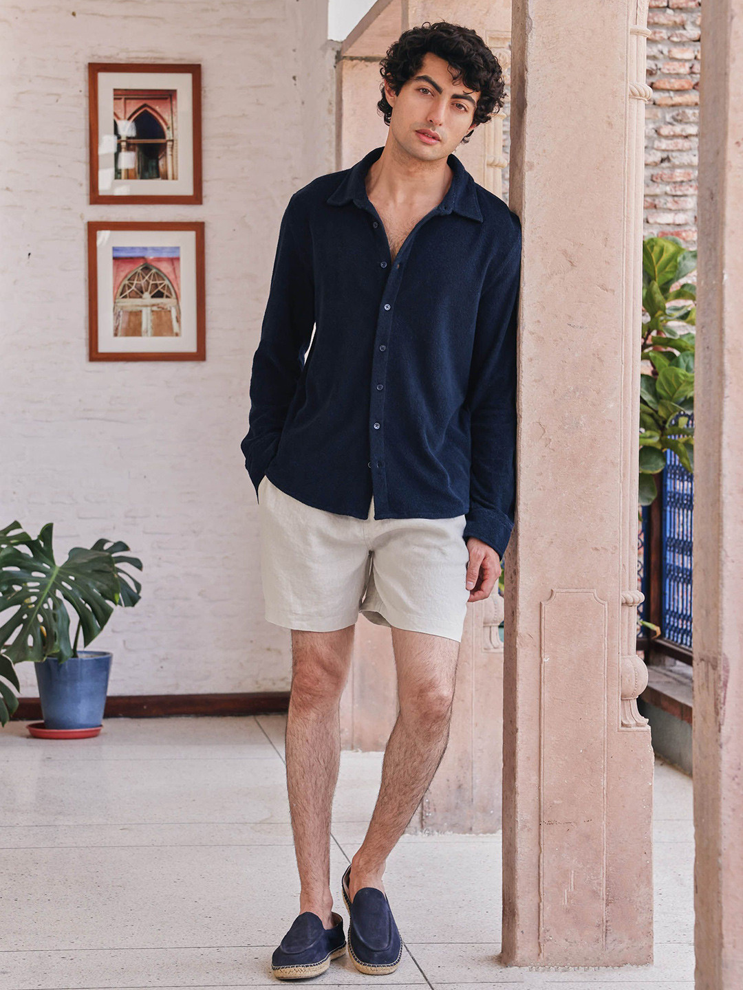 PRIMAL GRAY Towel Terry Men Slim Fit Casual Shirt