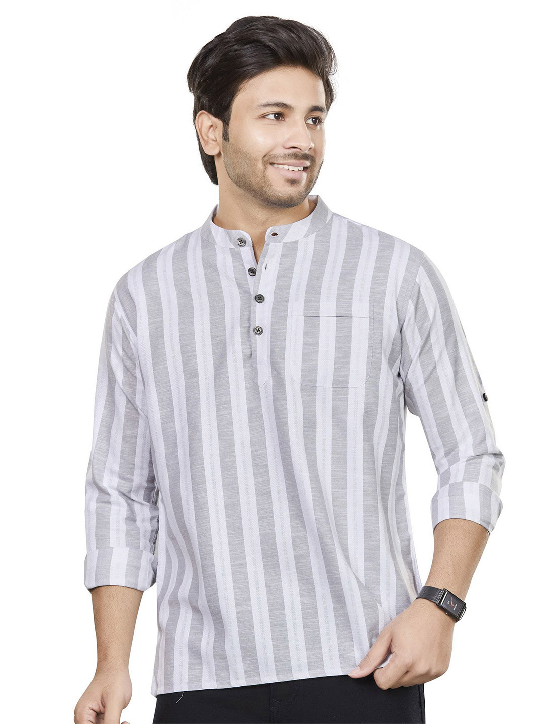 Authentics Men Striped Mandarin Collar Kurta