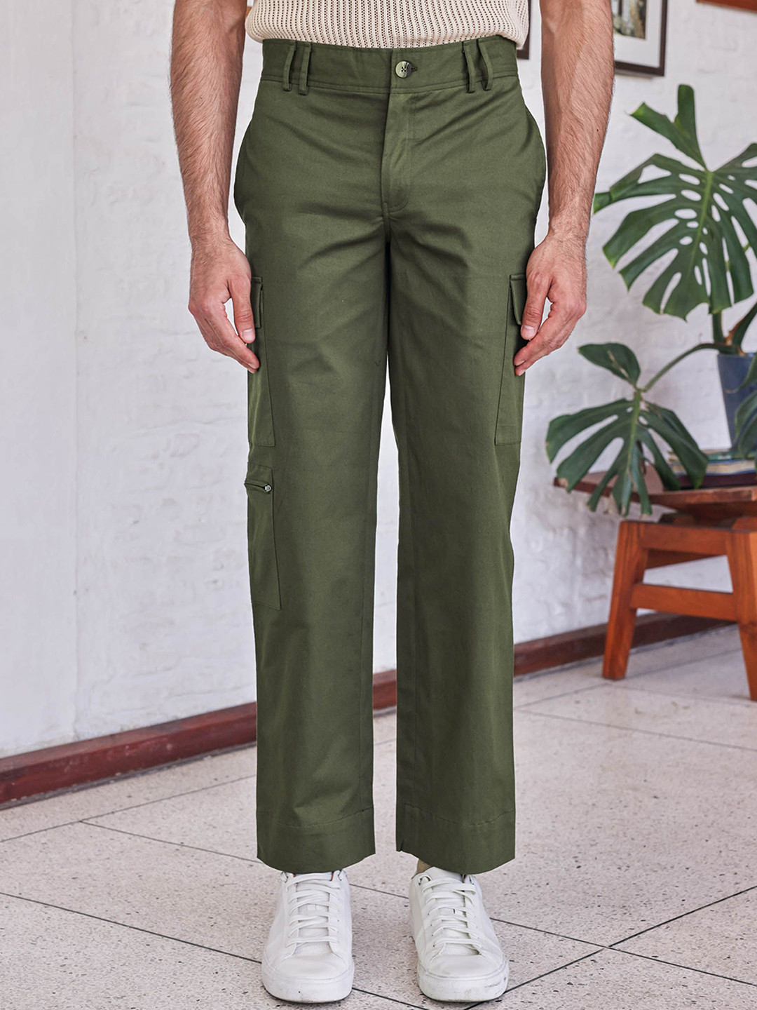 PRIMAL GRAY Men Straight Fit Cargos Trousers