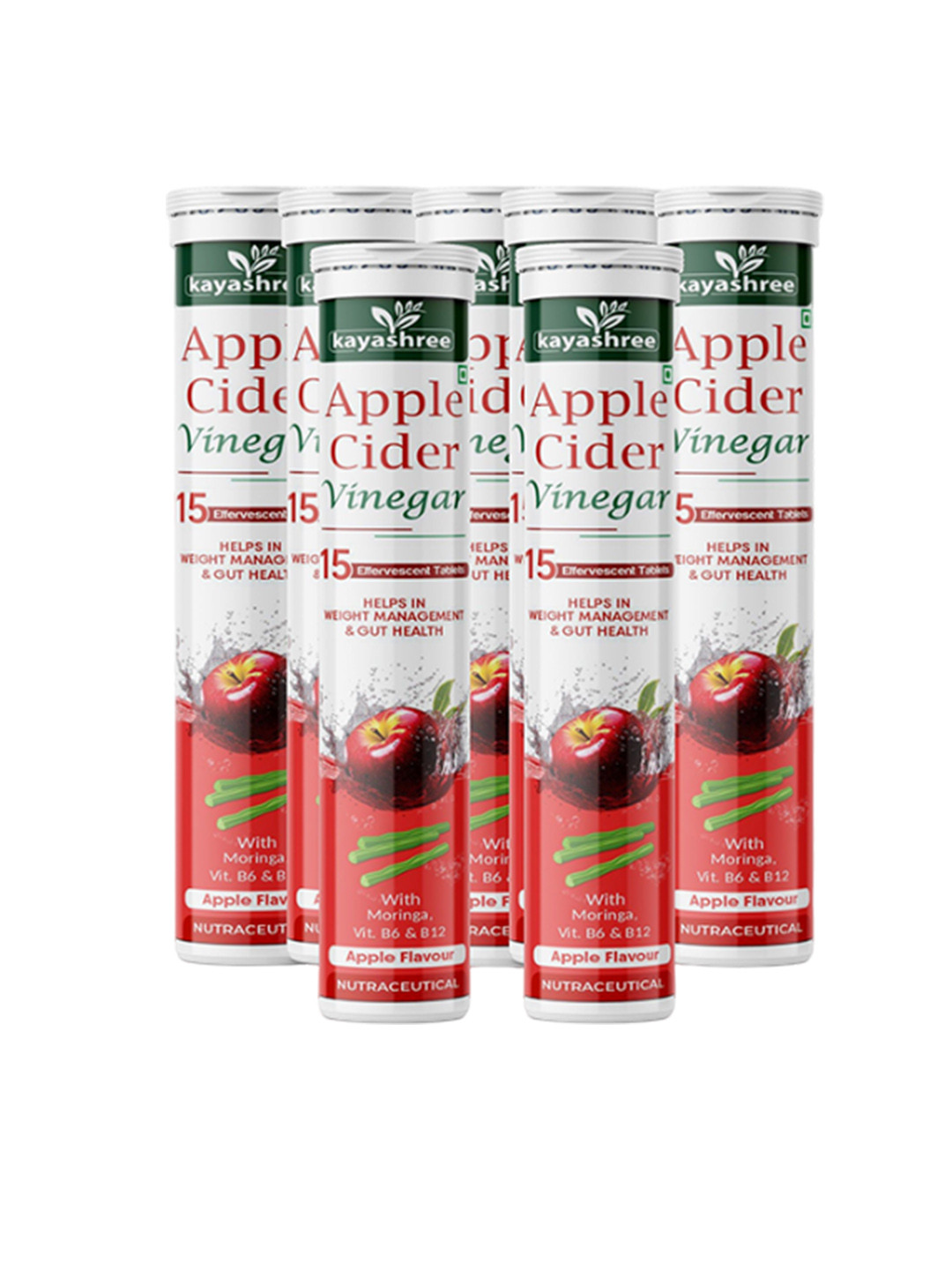 Kayashree 7 Pieces Apple Cider Vinegar Effervescent Tablets - 15 Effervescent Tablets Each
