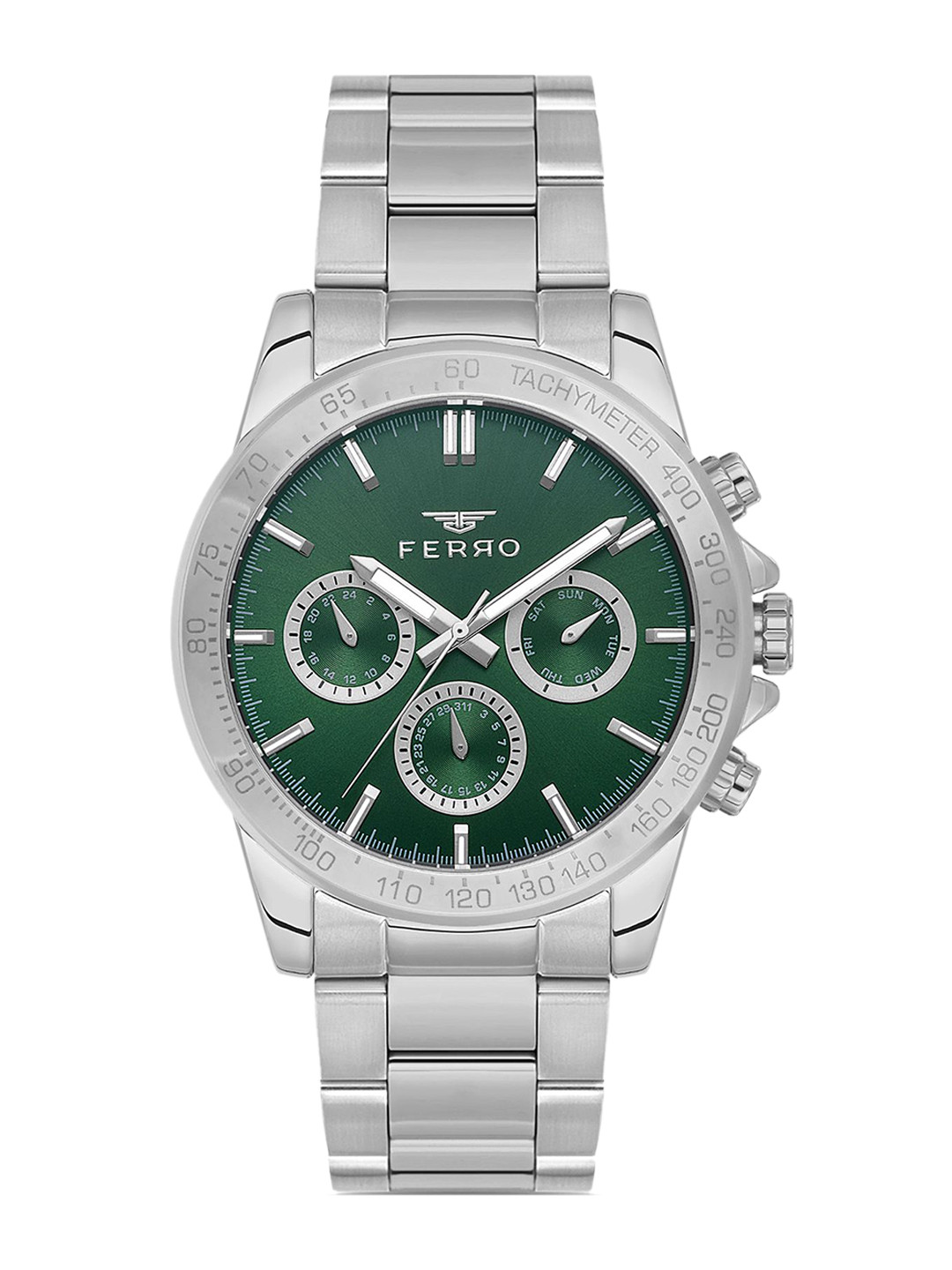 Ferro Men Brass Dial & Stainless Steel Bracelet Style Straps Analogue Watch FM11468A-A6