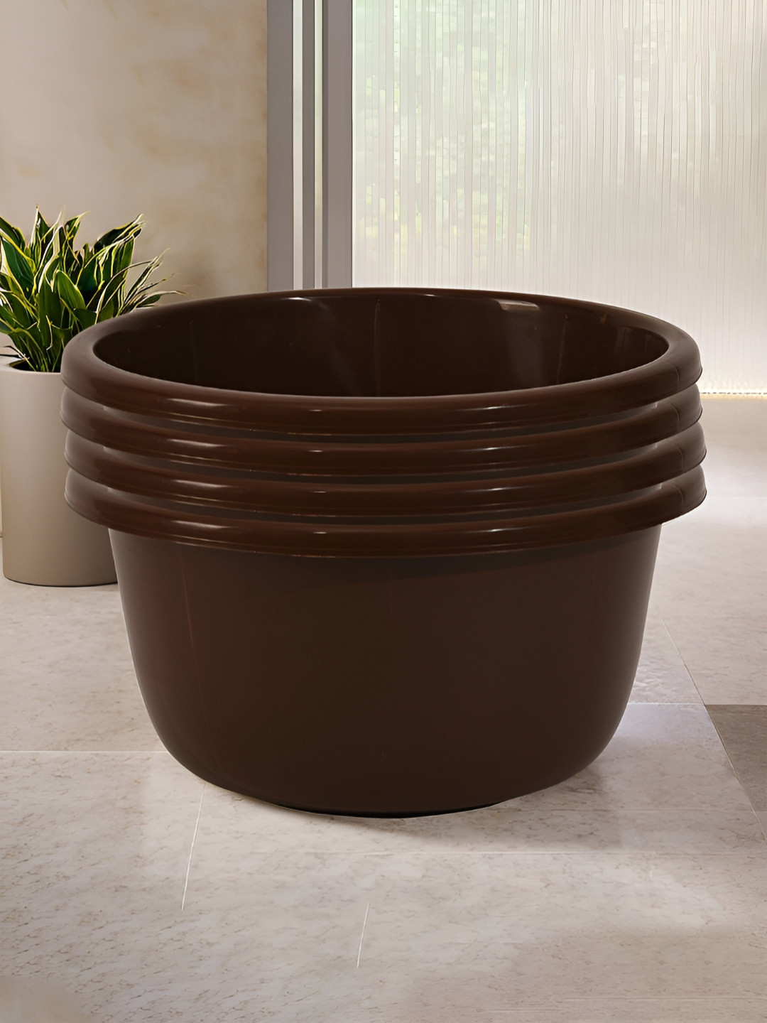Aura Brown 4 Pcs 40 Liter Multipurpose Bath & Washing Clothe Tub