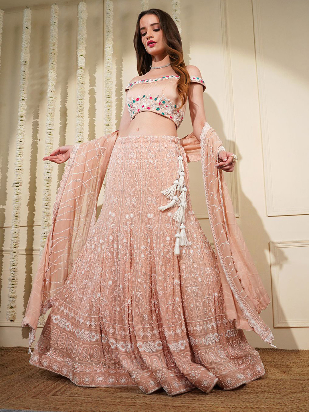 MILU MADAN Embellished Thread Work Lehenga And Blouse & Dupatta