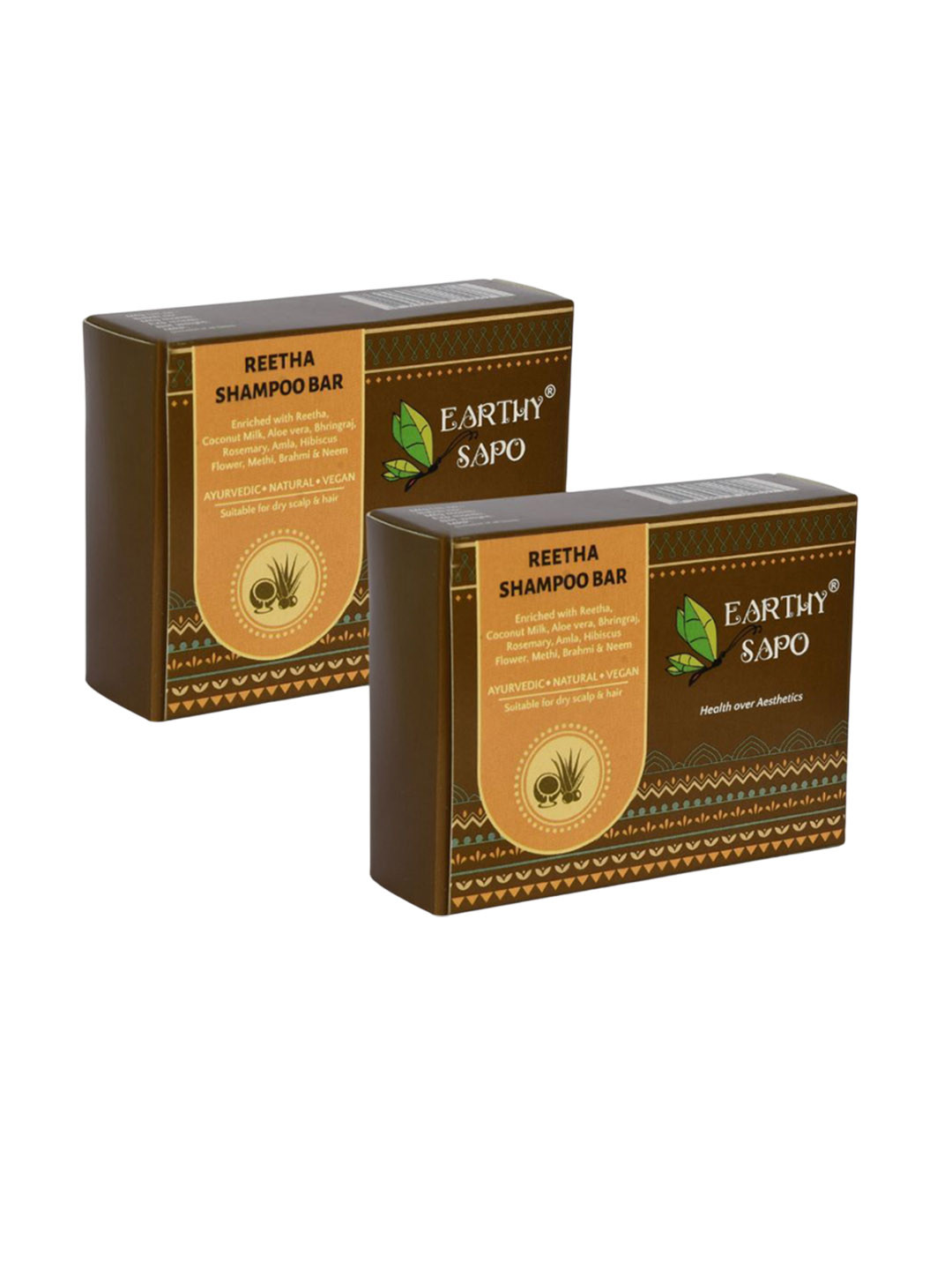 EARTHY SAPO Set Of 2 Reetha Shampoo Bar - 100 g Each