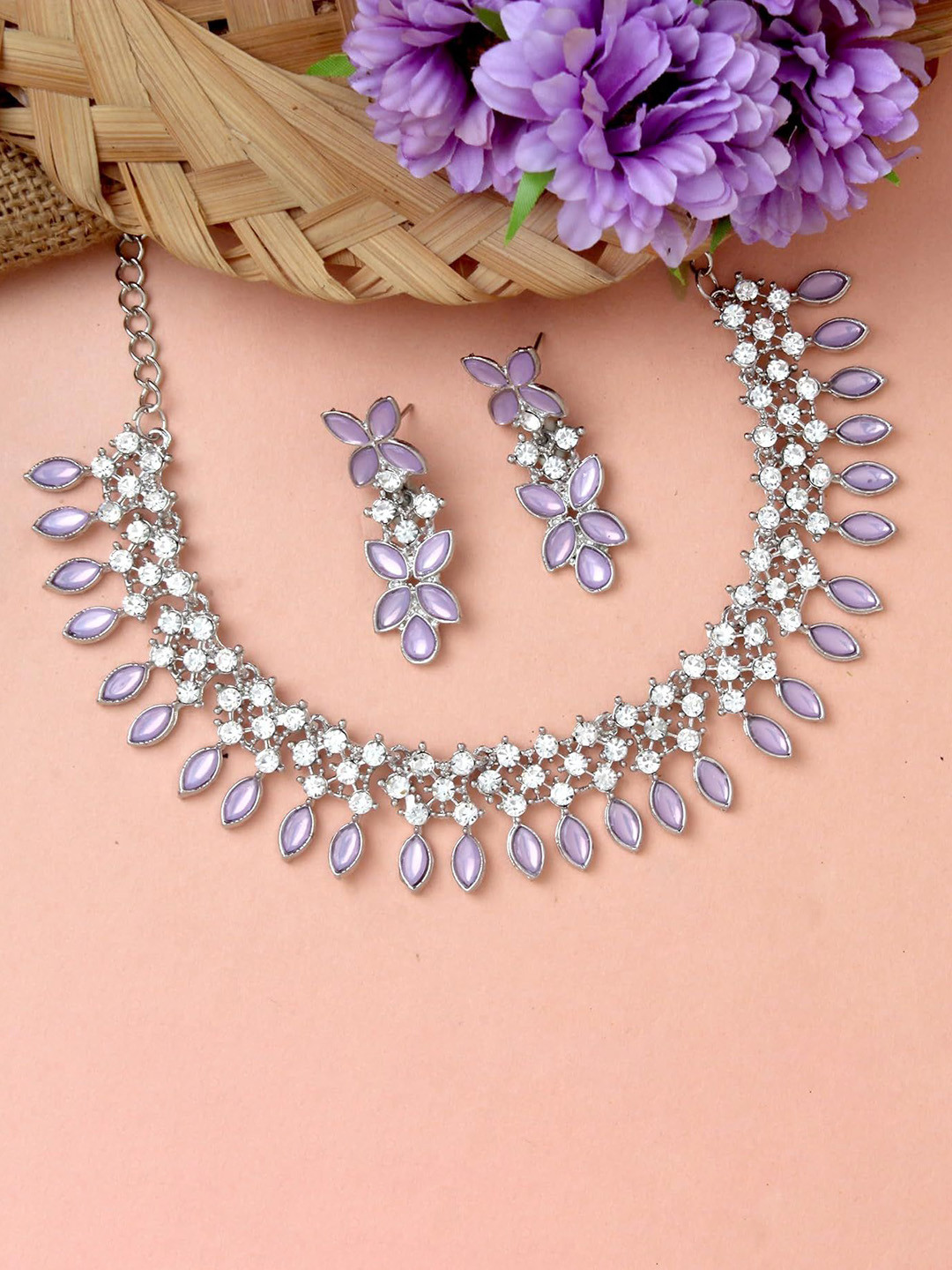 Atasi International Rhodium-Plated American Diamond Stone Studded Jewe