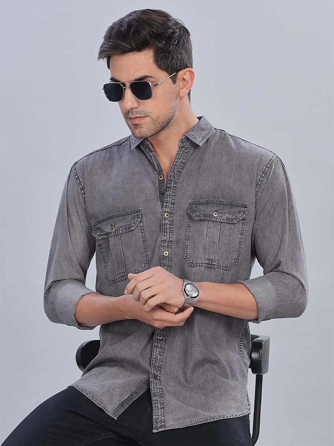7TH LEGION Men Smart Fit Solid Spread Collar Casual Shirt