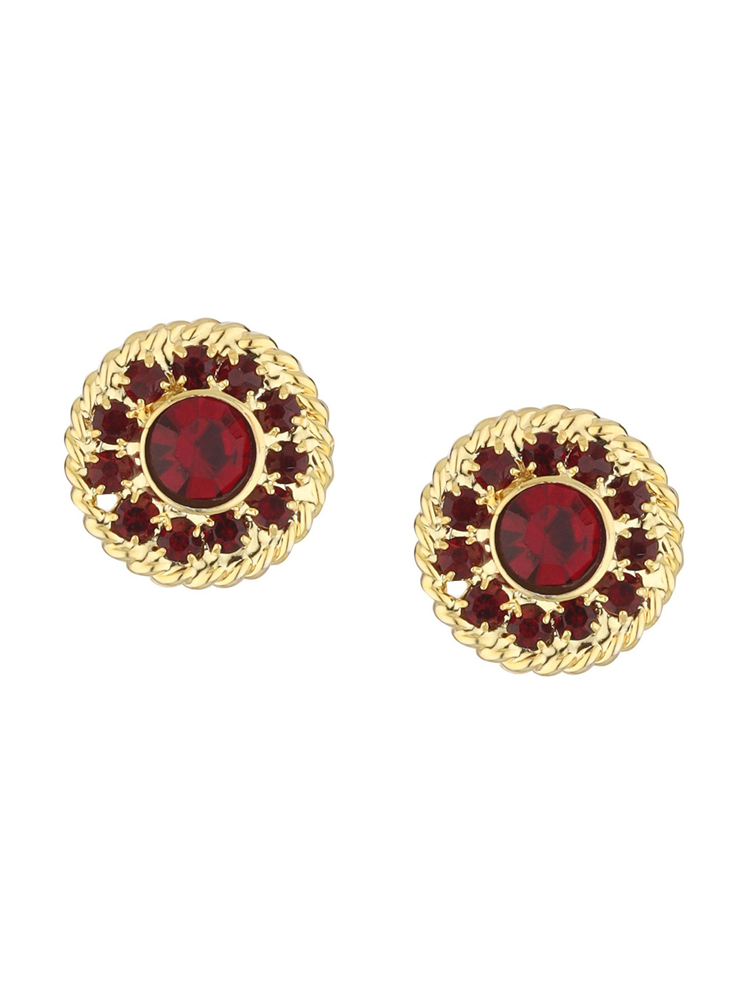 FirstBlush Gold-Plated Artificial Stones Studded Circular Shaped Non Pierced Studs