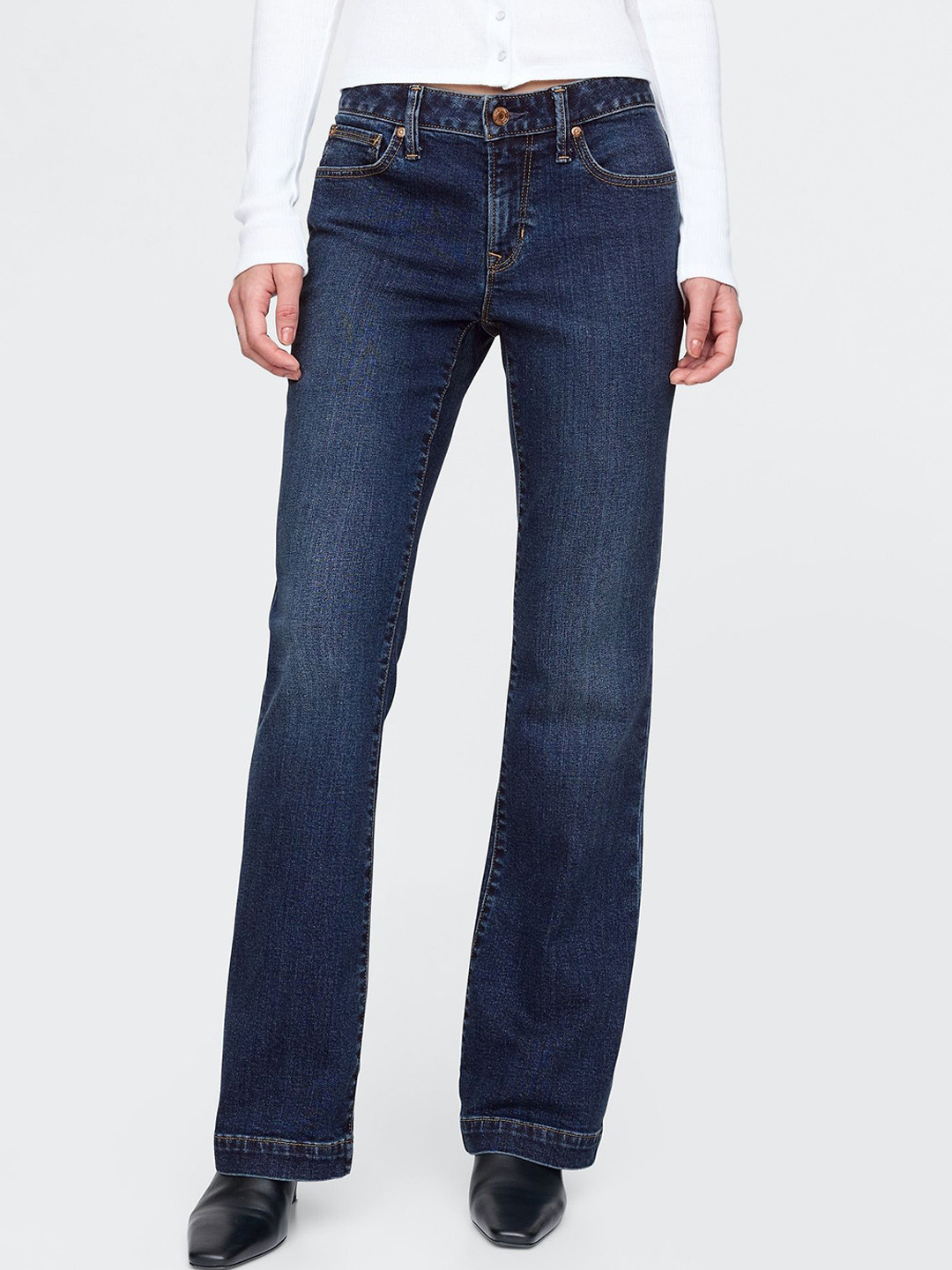 GAP Women Light Fade Mid Rise Stretchable Flared Jeans