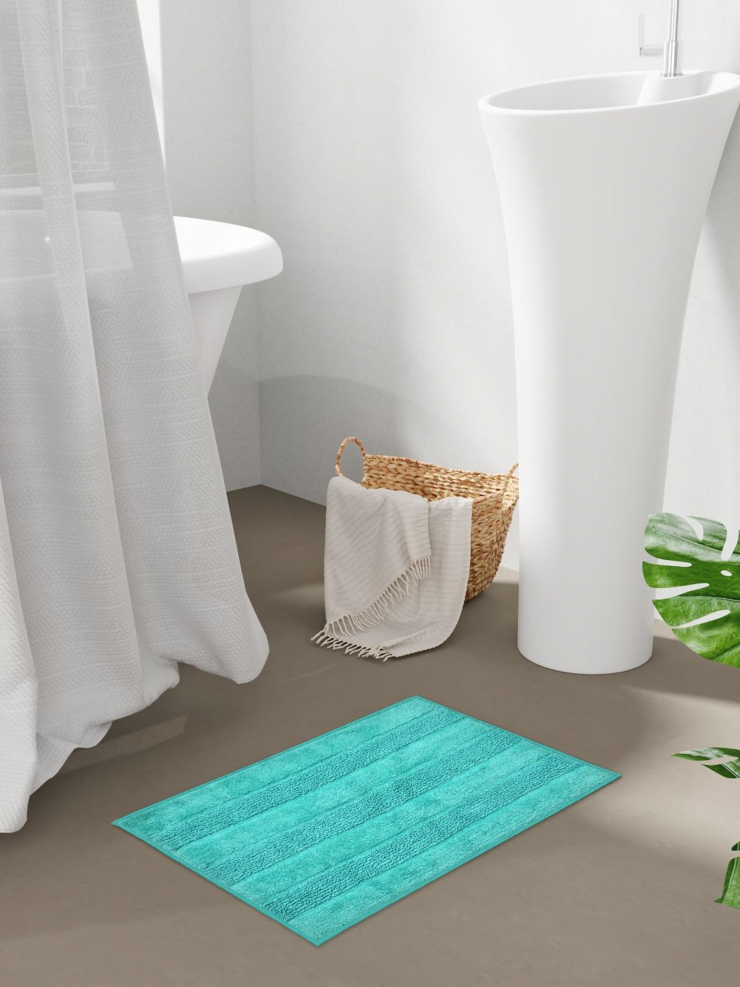 STELLAR HOME Valentina Teal Green Textured 1650 GSM BathRugs