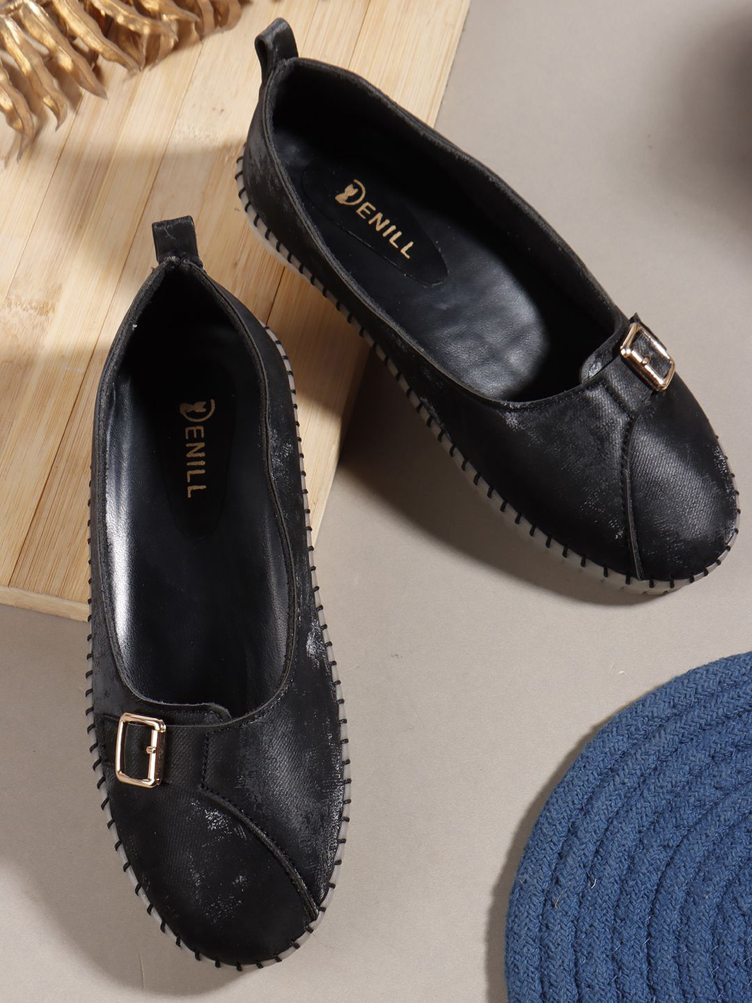 Denill Women Black Casual Comfortable Ballerinas