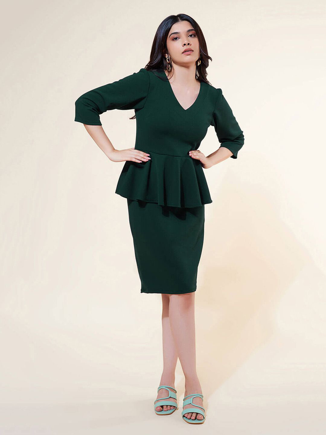 Jaey Women Crepe Formal Peplum Dress