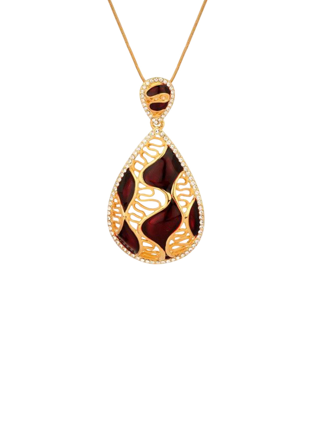 SANAA CREATIONS Gold-Plated Teardrop Shaped Pendants with Chains