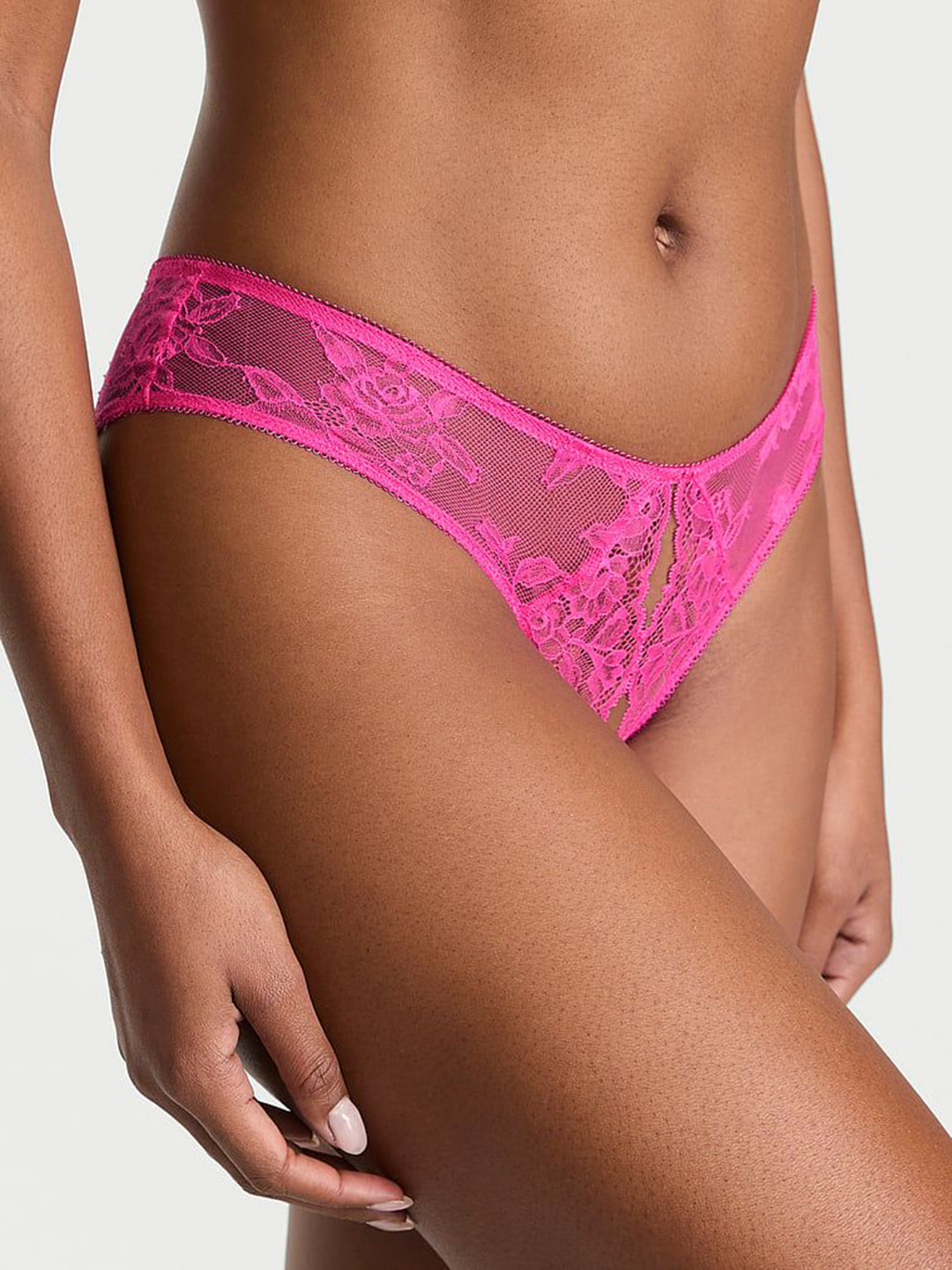 Victoria's Secret Low-Rise Lace Design Crotchless Basic Brief VAN