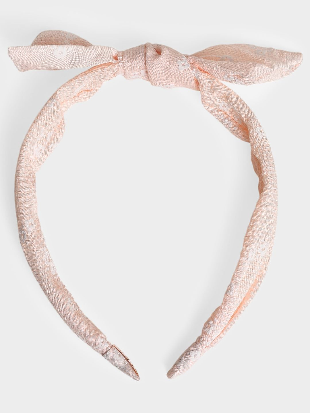 MiArcus Girls Soft Textured Headband with Subtle Floral Embroidery and Bow Knot