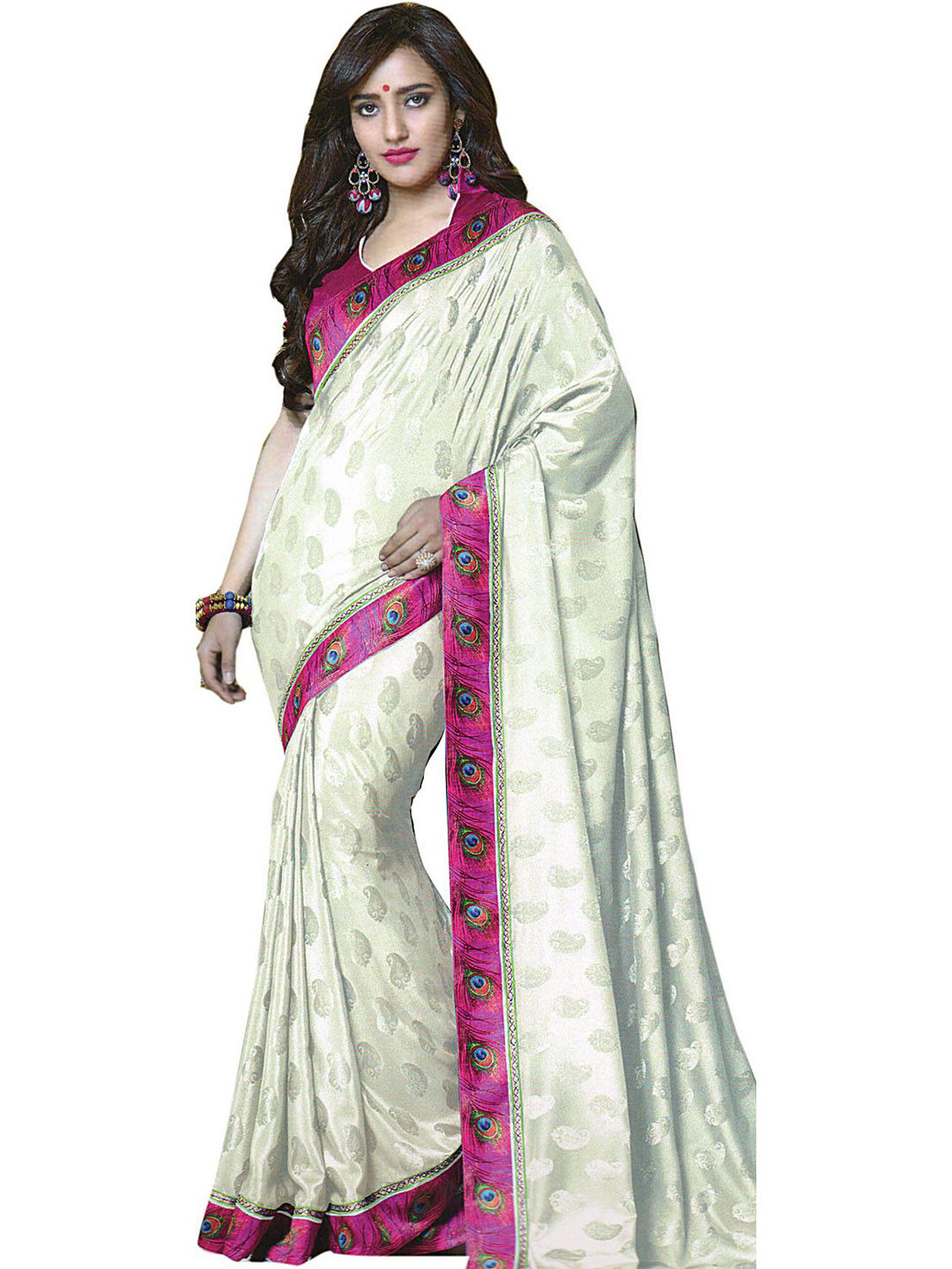 Exotic India Woven Design Poly Crepe Saree