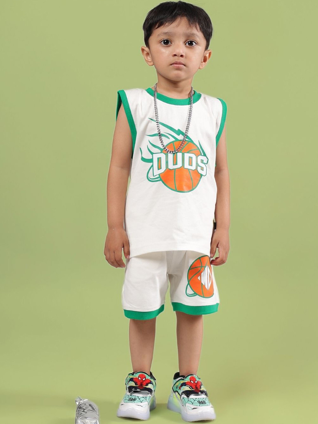 WEARDUDS Kids Dribble Printed Pure Cotton T-Shirt With Shorts