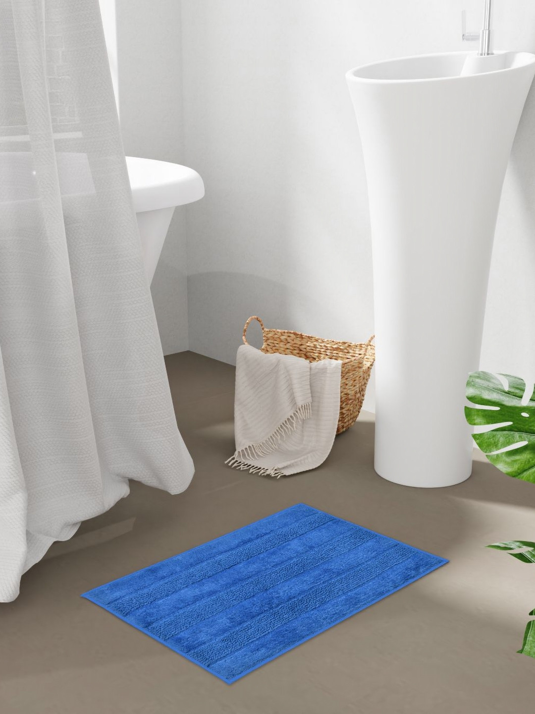 STELLAR HOME Valentina Blue Textured 1650 GSM BathRugs