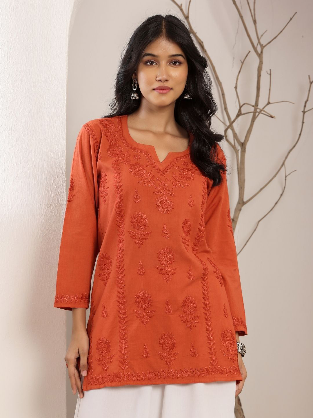 Chowkhat Women Ethnic Motifs Chikankari Pure Cotton Kurti