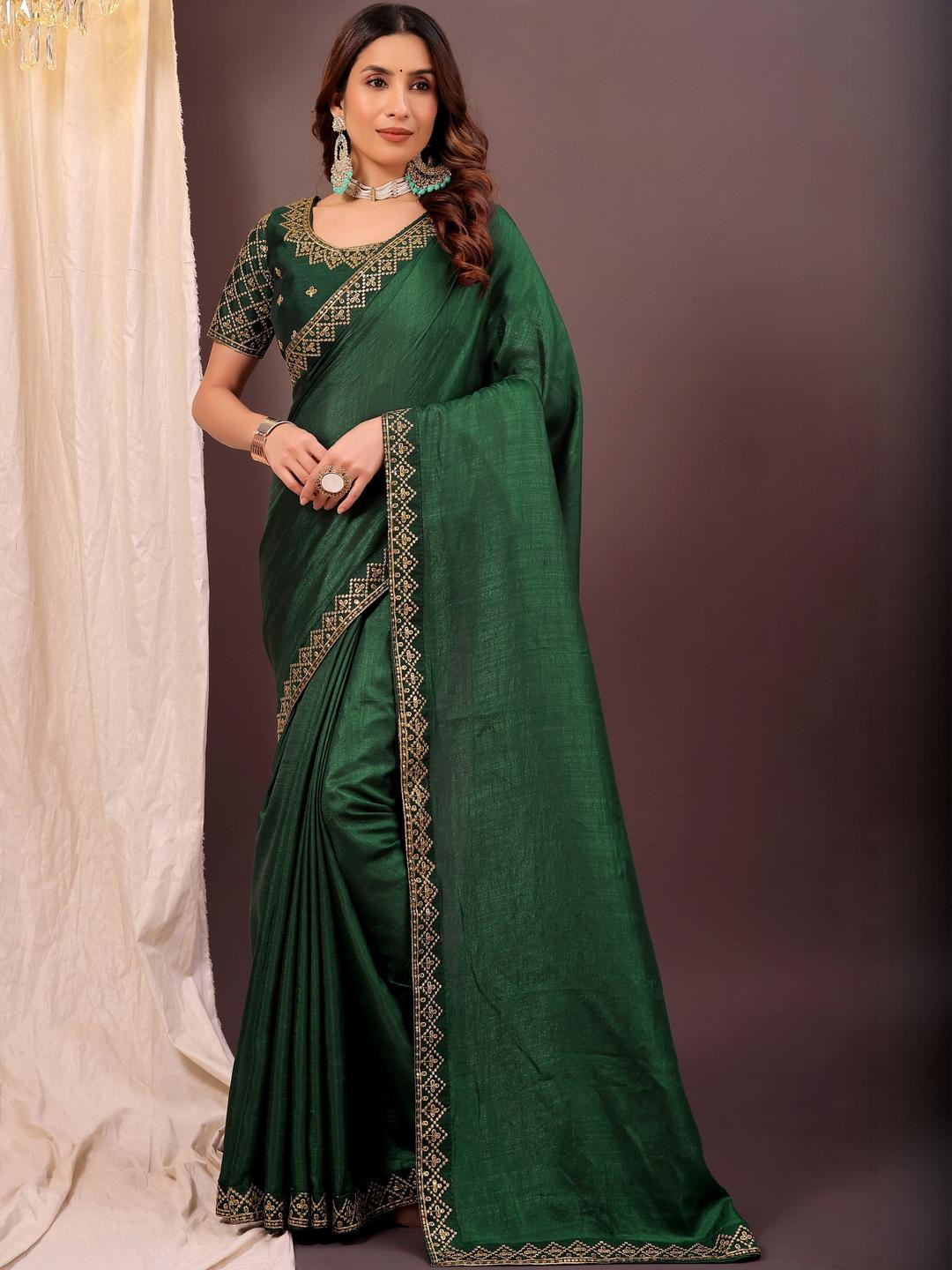 KALINI Net Saree With Blouse Piece