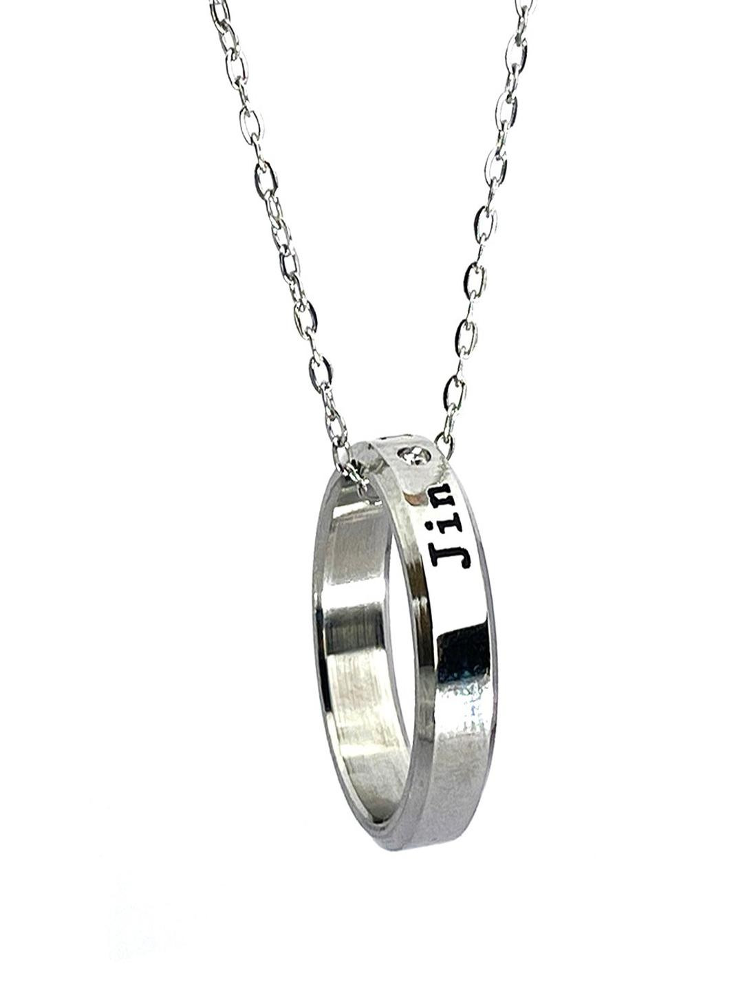 Vientiq Men 925 Sterling Silver-Plated Stone Studded Ring Circular Pendant With Chain
