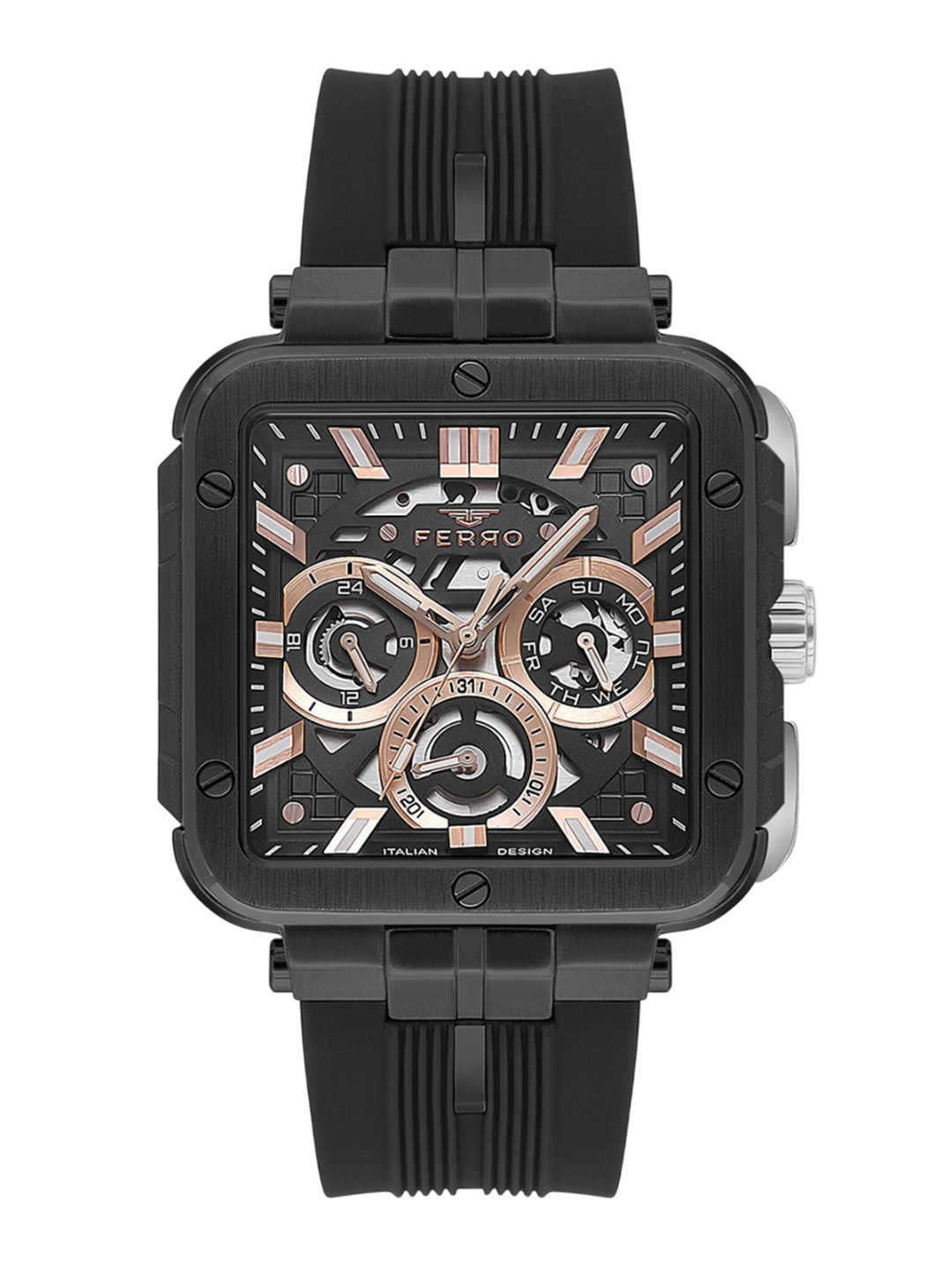 Ferro Men Brass Dial & Straps Analogue Watch FM11572D-G