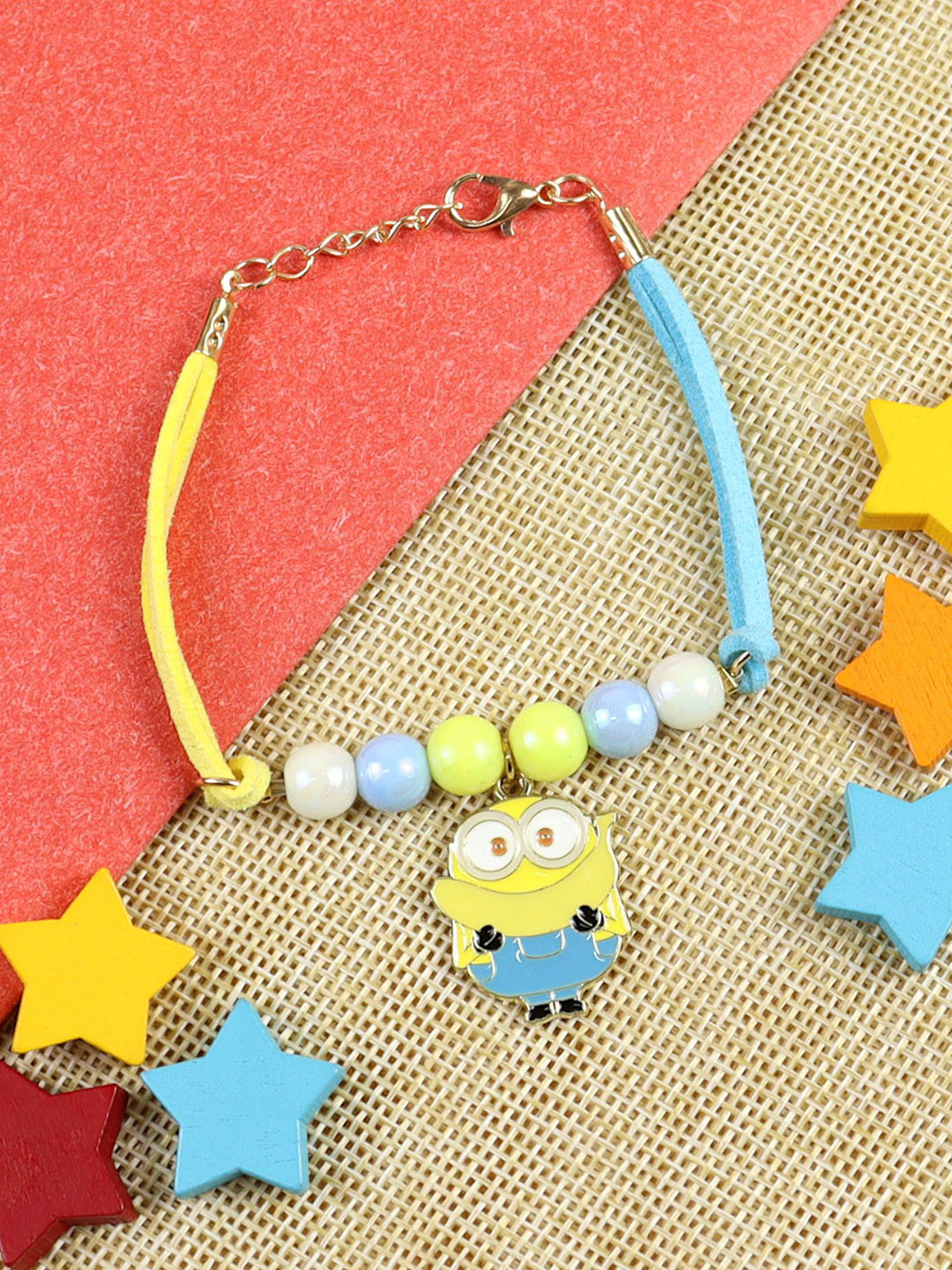 Asthetika Minion Kids Wraparound Bracelet Rakhi With Roli Chawal