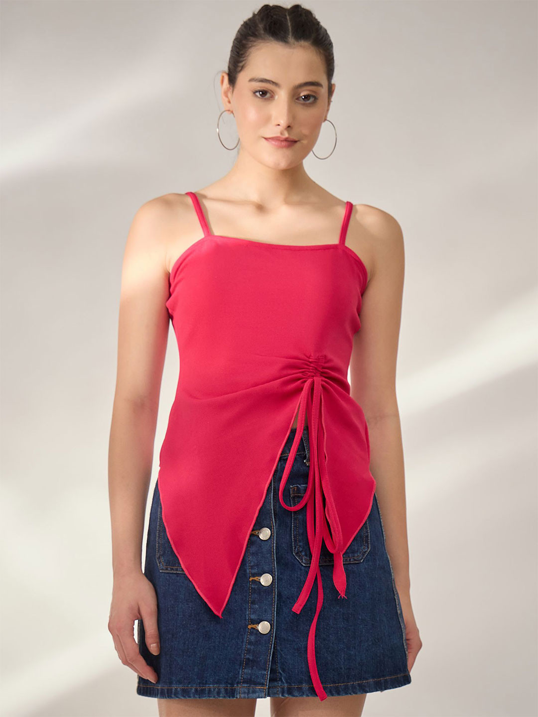 PANIT Women Shoulder Strap Tank Crop Top