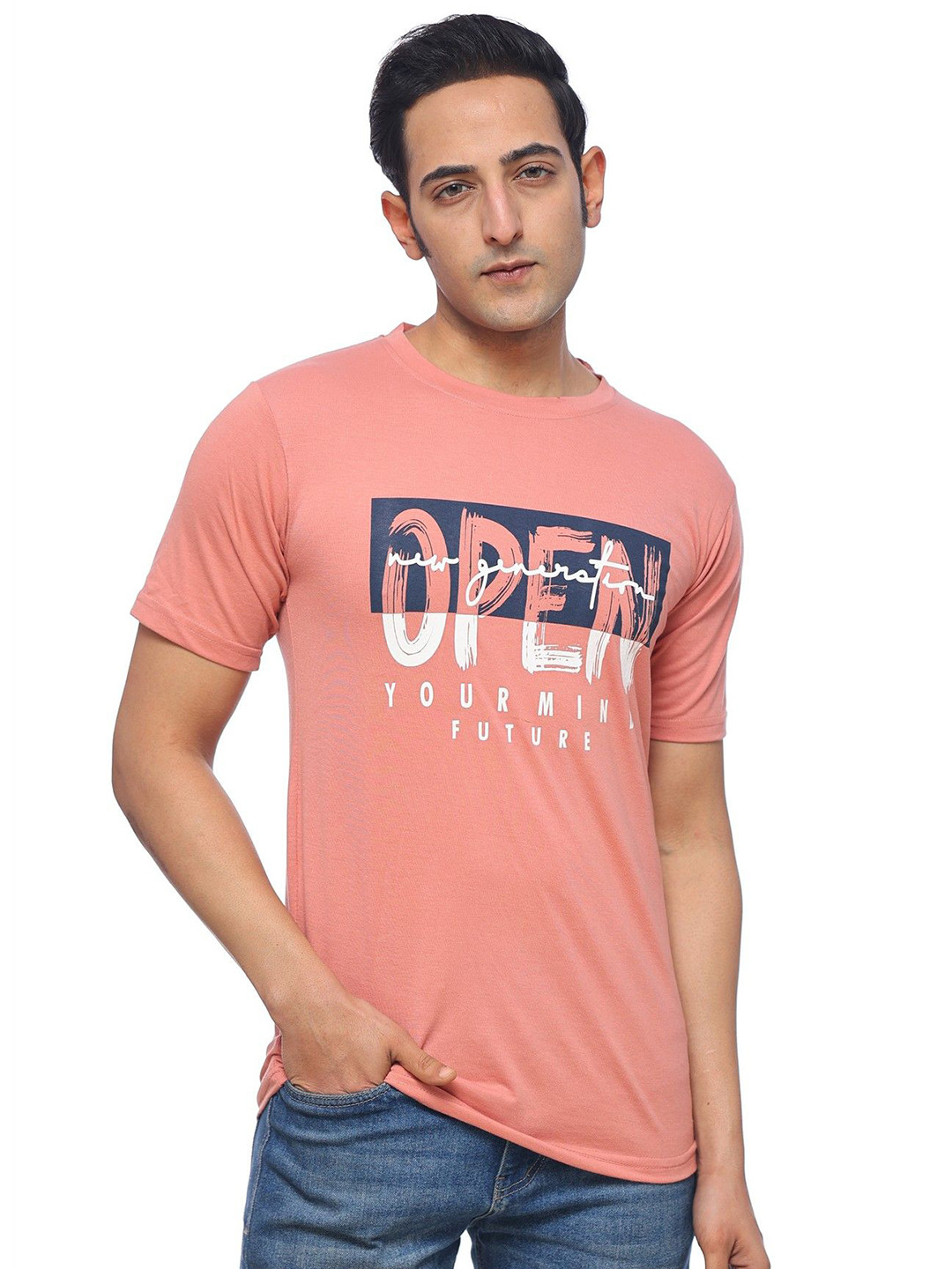 SKYBEN Typography Printed Round Neck Pure Cotton T-Shirt