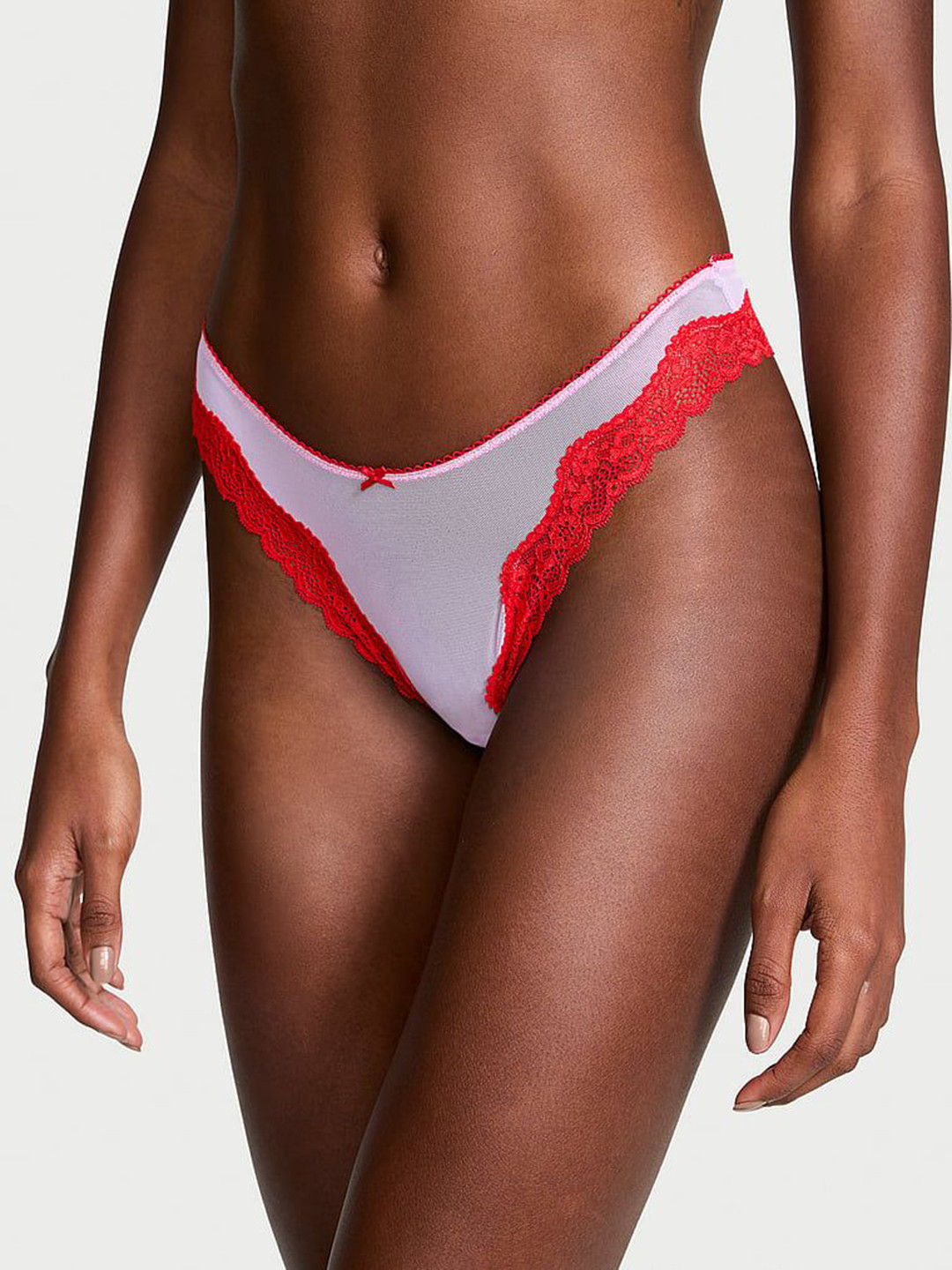 Victoria's Secret Self-designed Low-Rise Seamless Lace-Trim High-Leg Thong Briefs 11244426